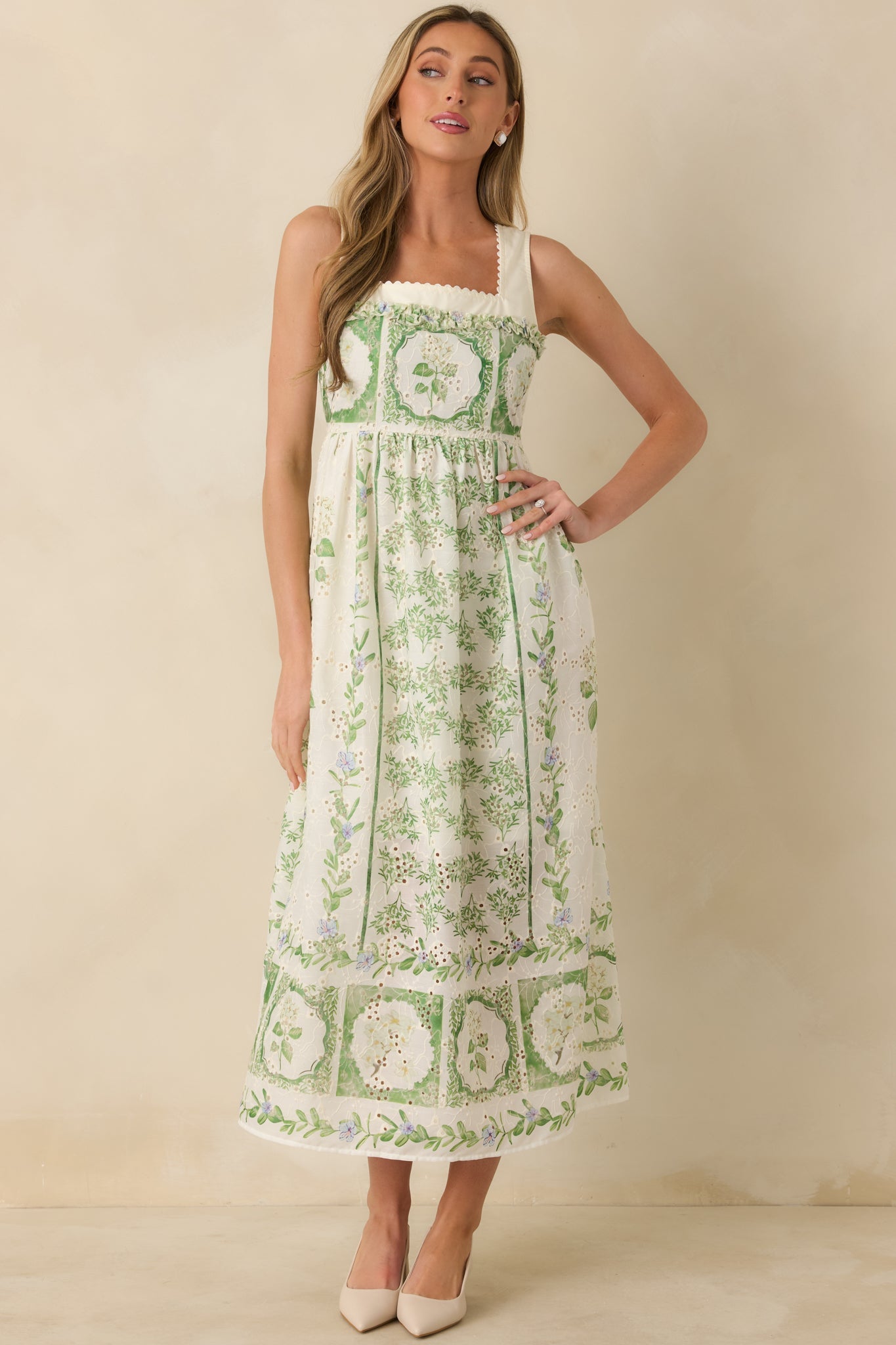 Evangeline Eyelet Maxi Dress Green 5