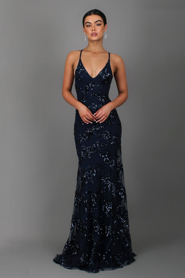 Valentina Sequin Backless Maxi Dress