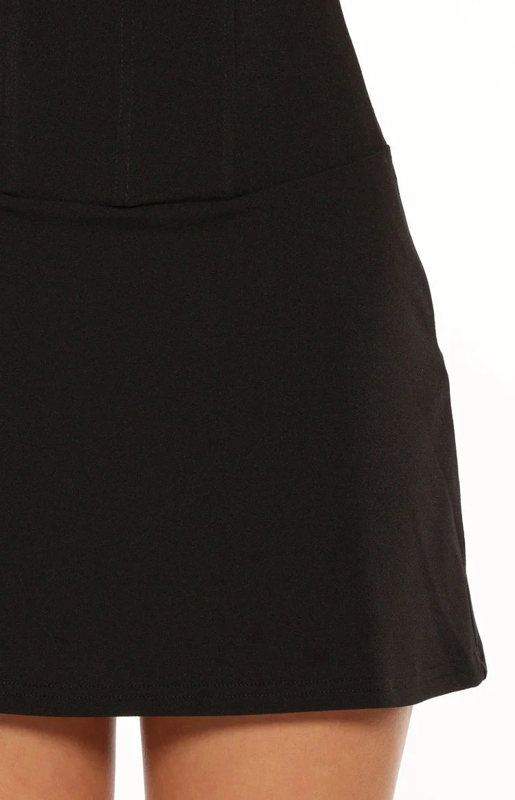 James Black Corset Crepe Mini Dress 8