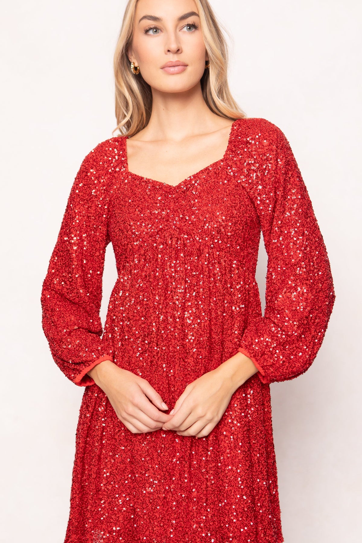 Ivy Velvet Jewel Dress Red Sequin 3