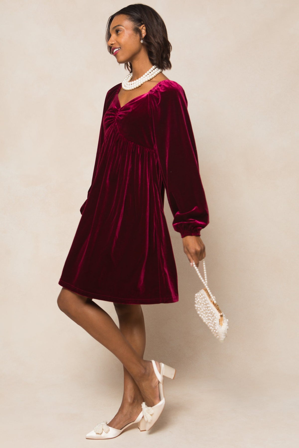 Ivy Velvet Jewel Dress Wine 3