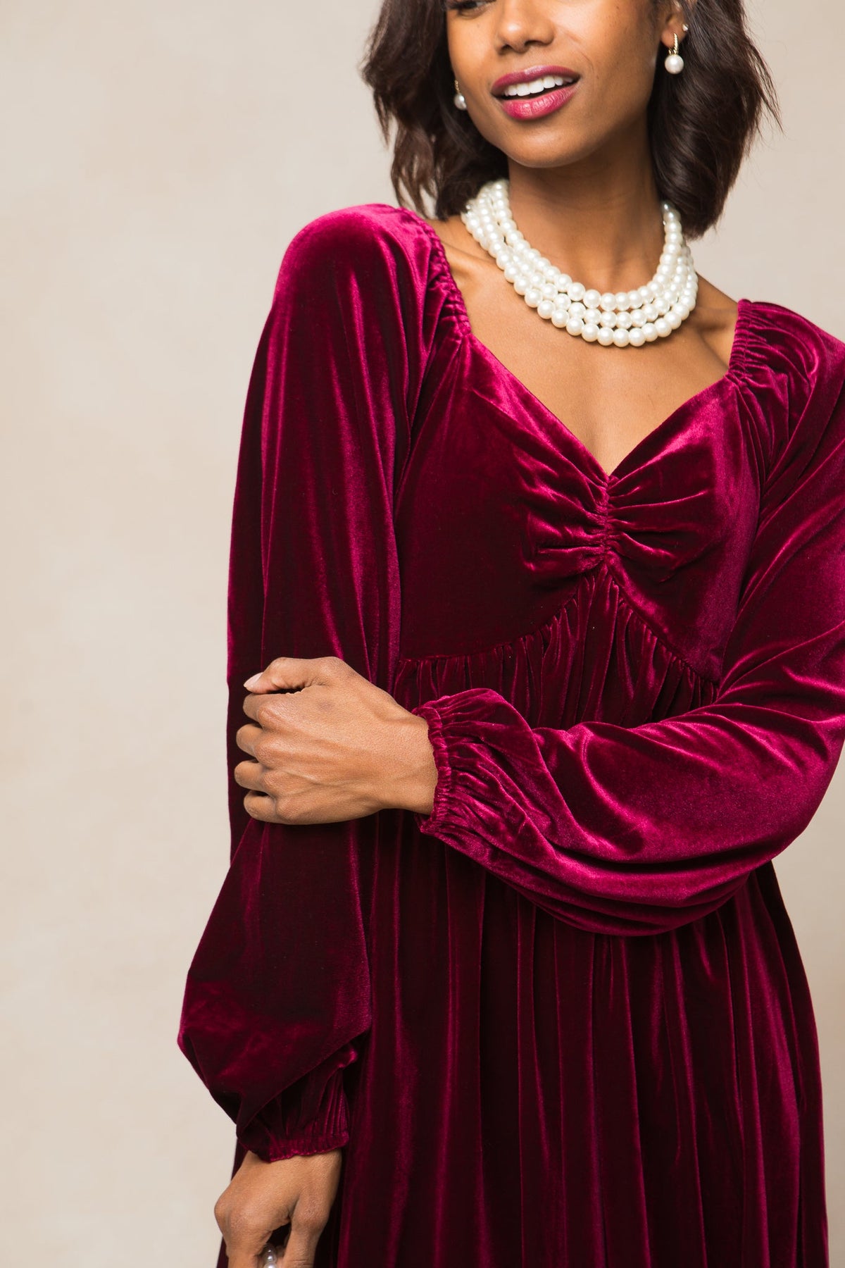Ivy Velvet Jewel Dress Wine 2