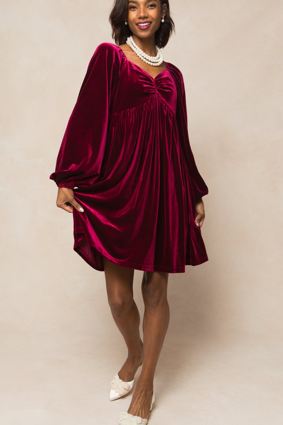 Ivy Velvet Jewel Dress Wine 8