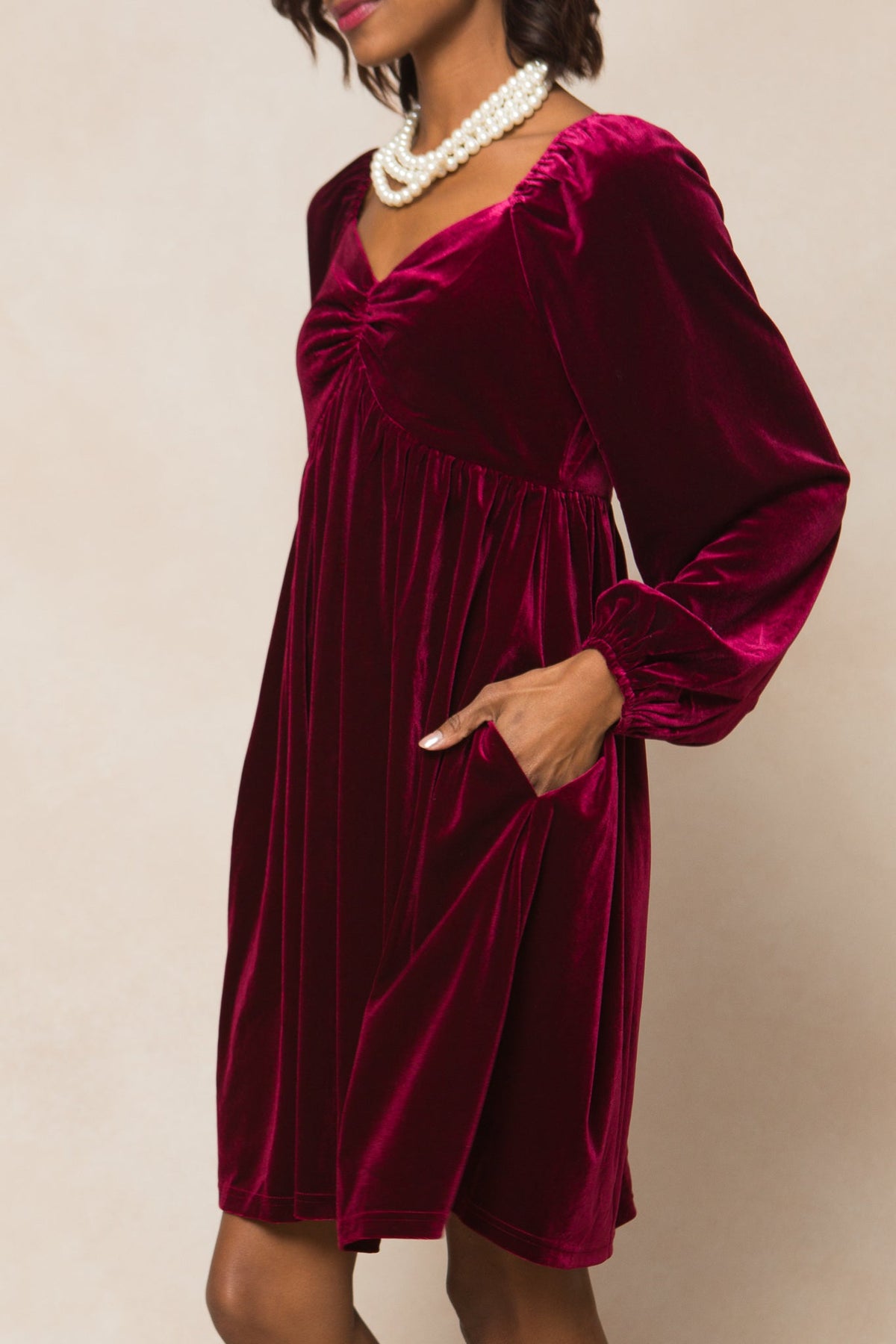 Ivy Velvet Jewel Dress Wine 10