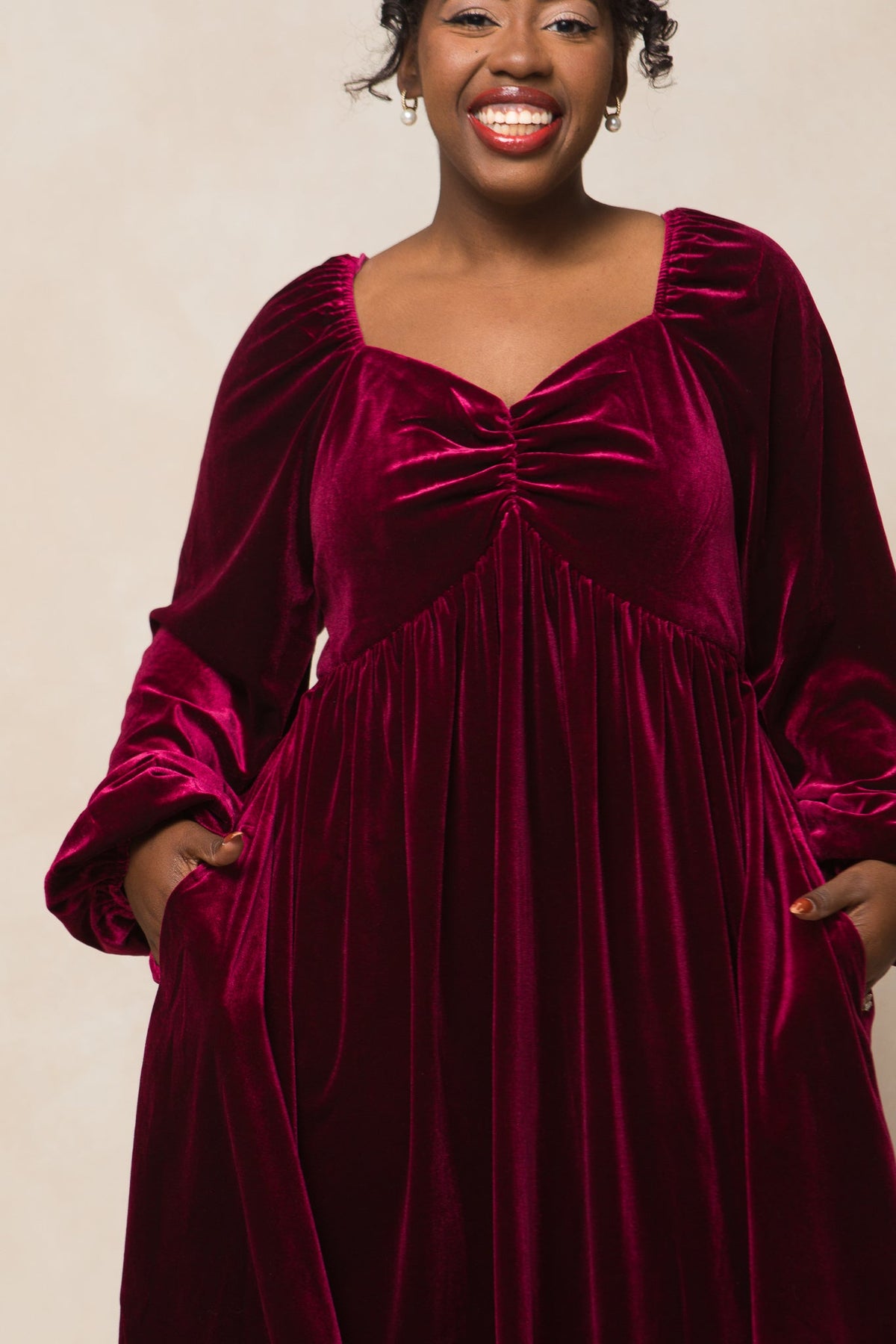 Ivy Velvet Jewel Dress Wine 7