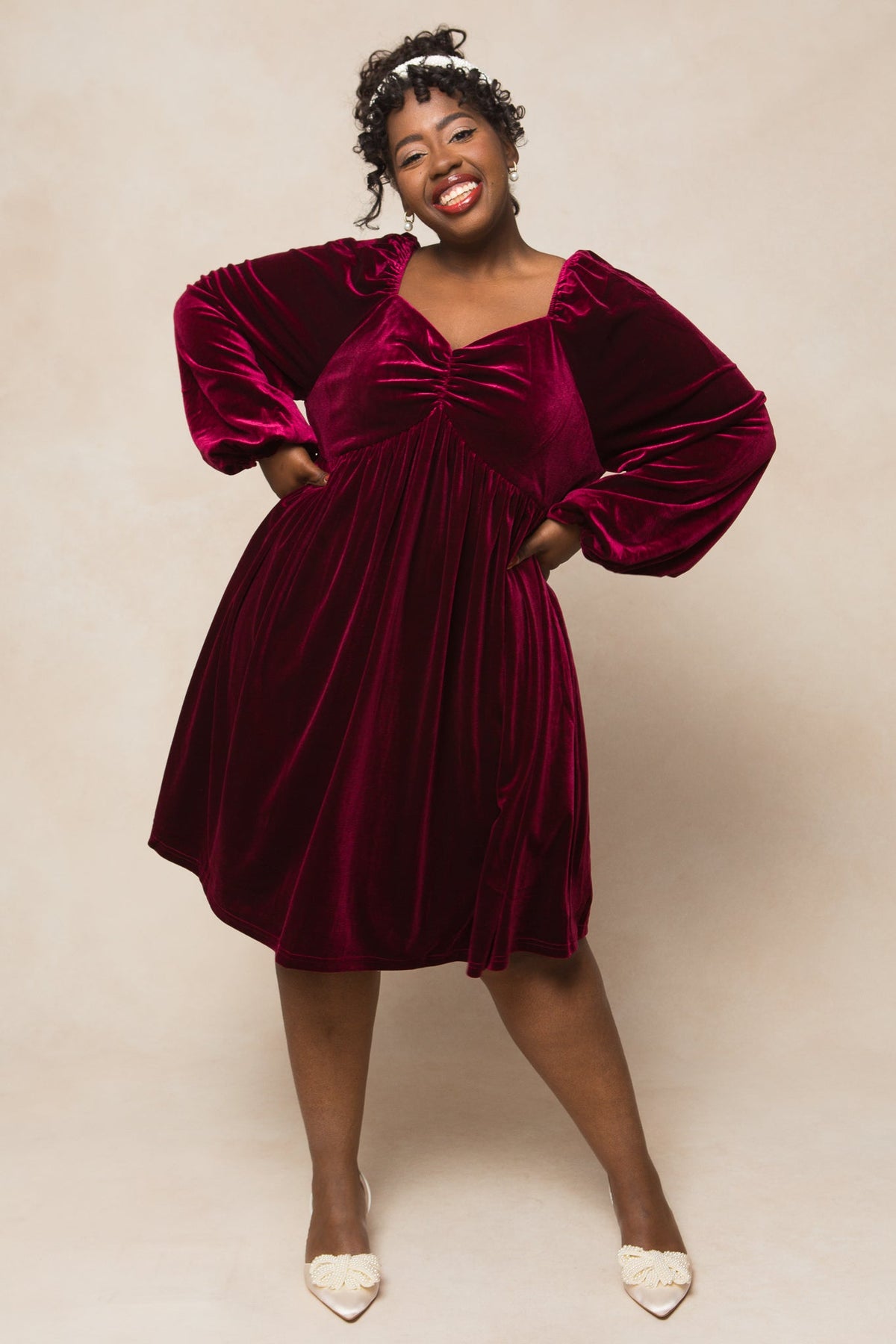 Ivy Velvet Jewel Dress Wine 5