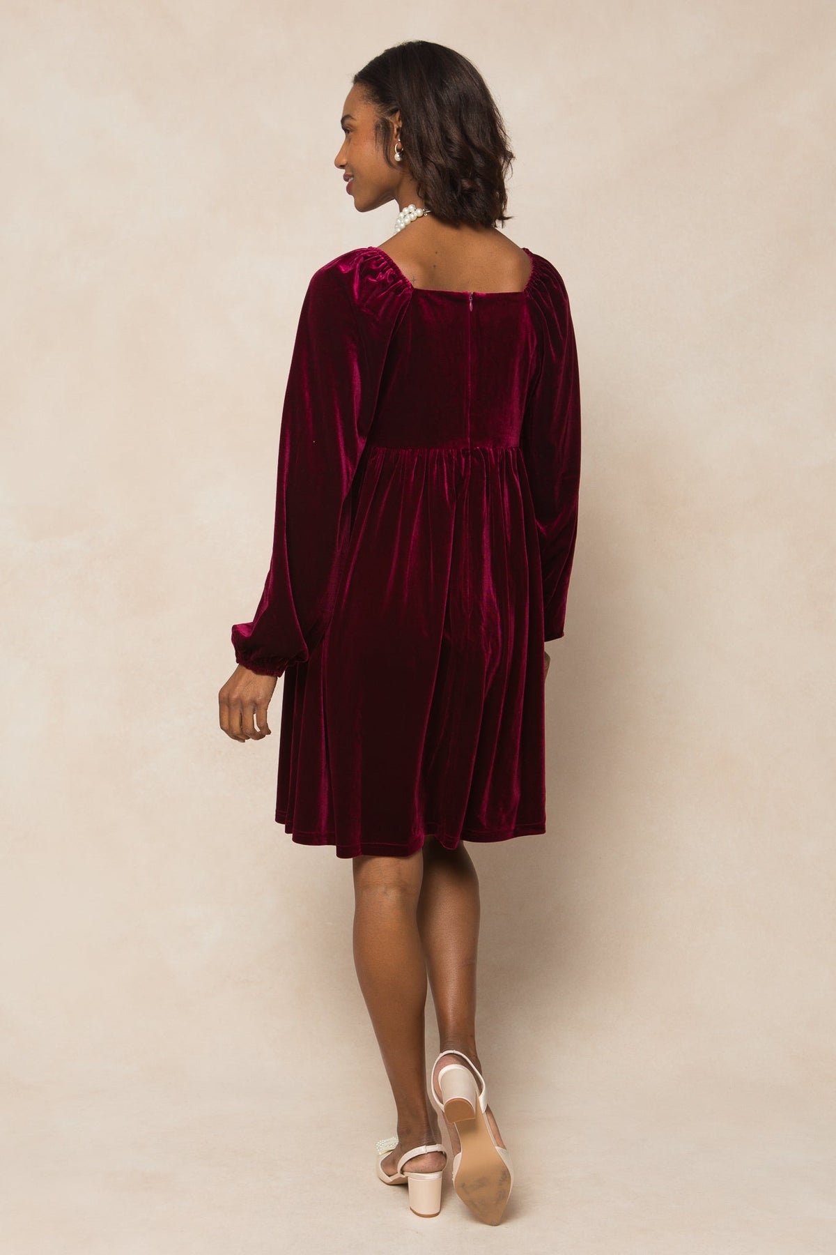 Ivy Velvet Jewel Dress Wine 6