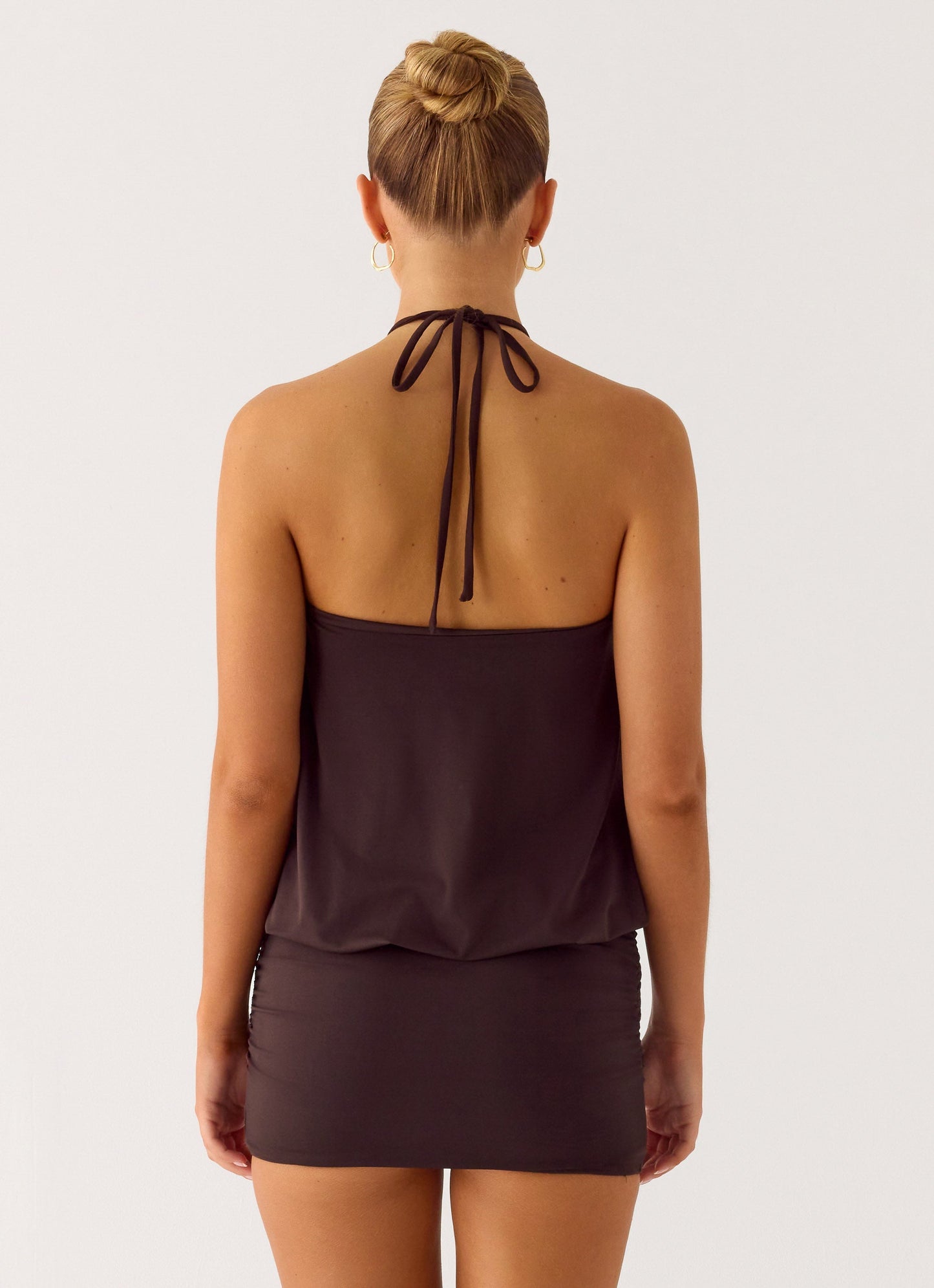 Jisoo Halter Mini Dress in Cool Chocolate Cool Chocolate 3