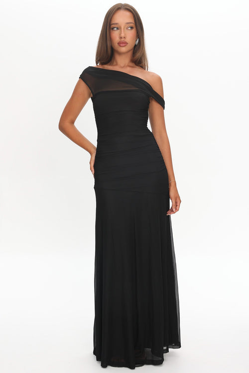 Lylah Asymmetric Mesh Maxi Dress 1
