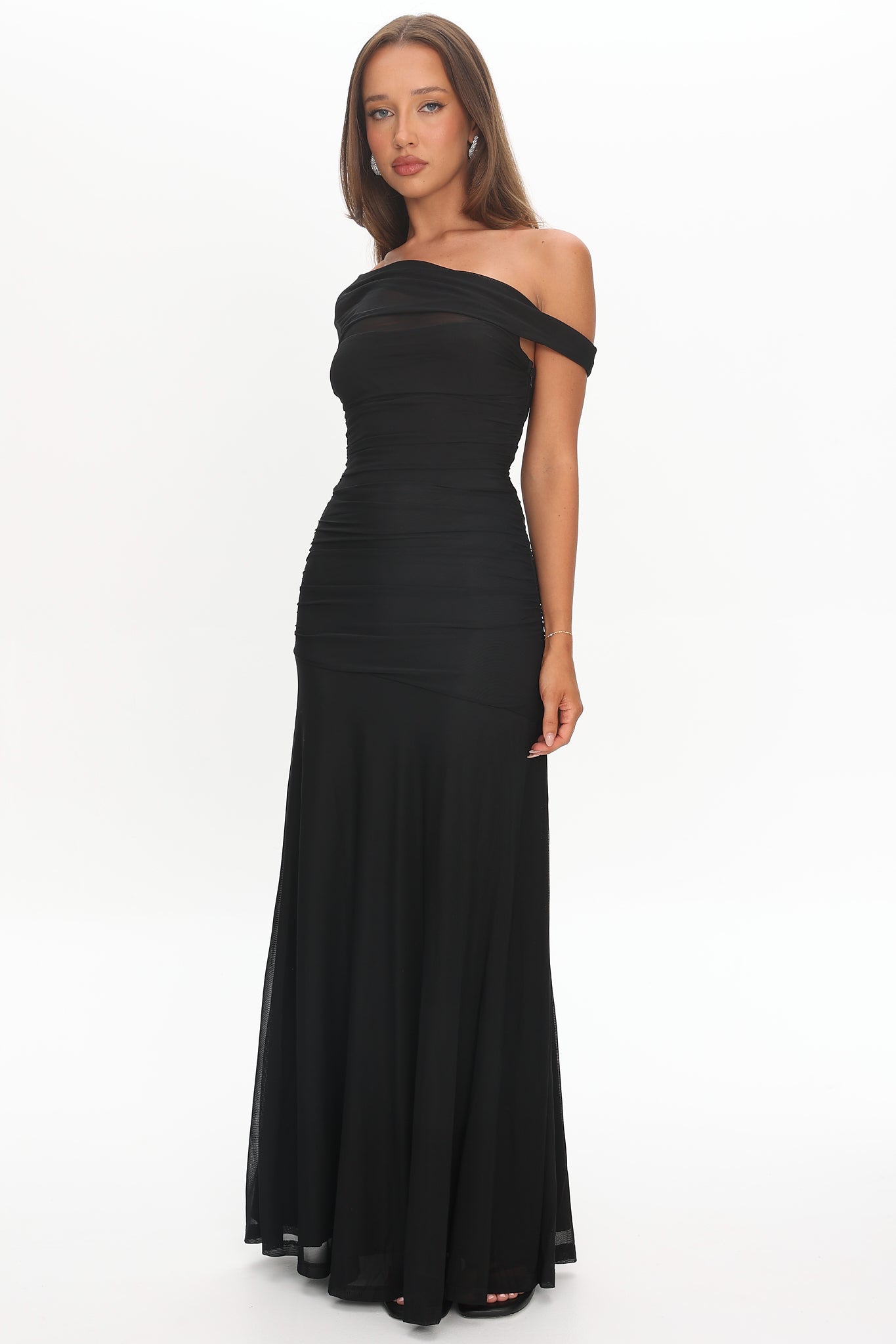Lylah Asymmetric Mesh Maxi Dress 5