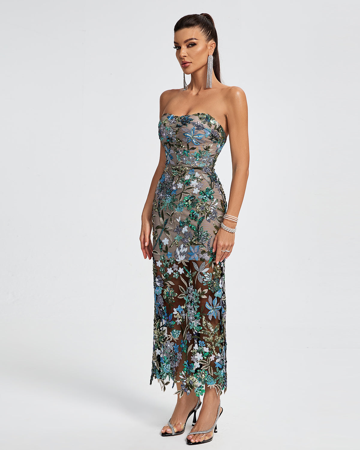 Dahlia Sequin Maxi Dress in Red Blue 3