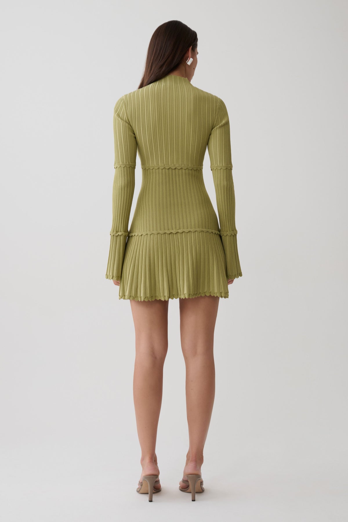 Adena Pointelle Knit Mini Dress Olive 2
