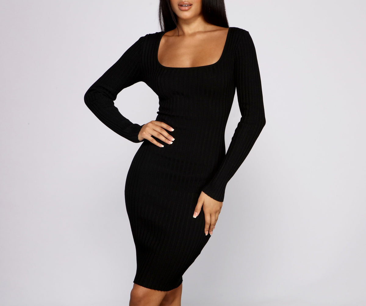 Keeping Knit Midi Dress BLACK 3
