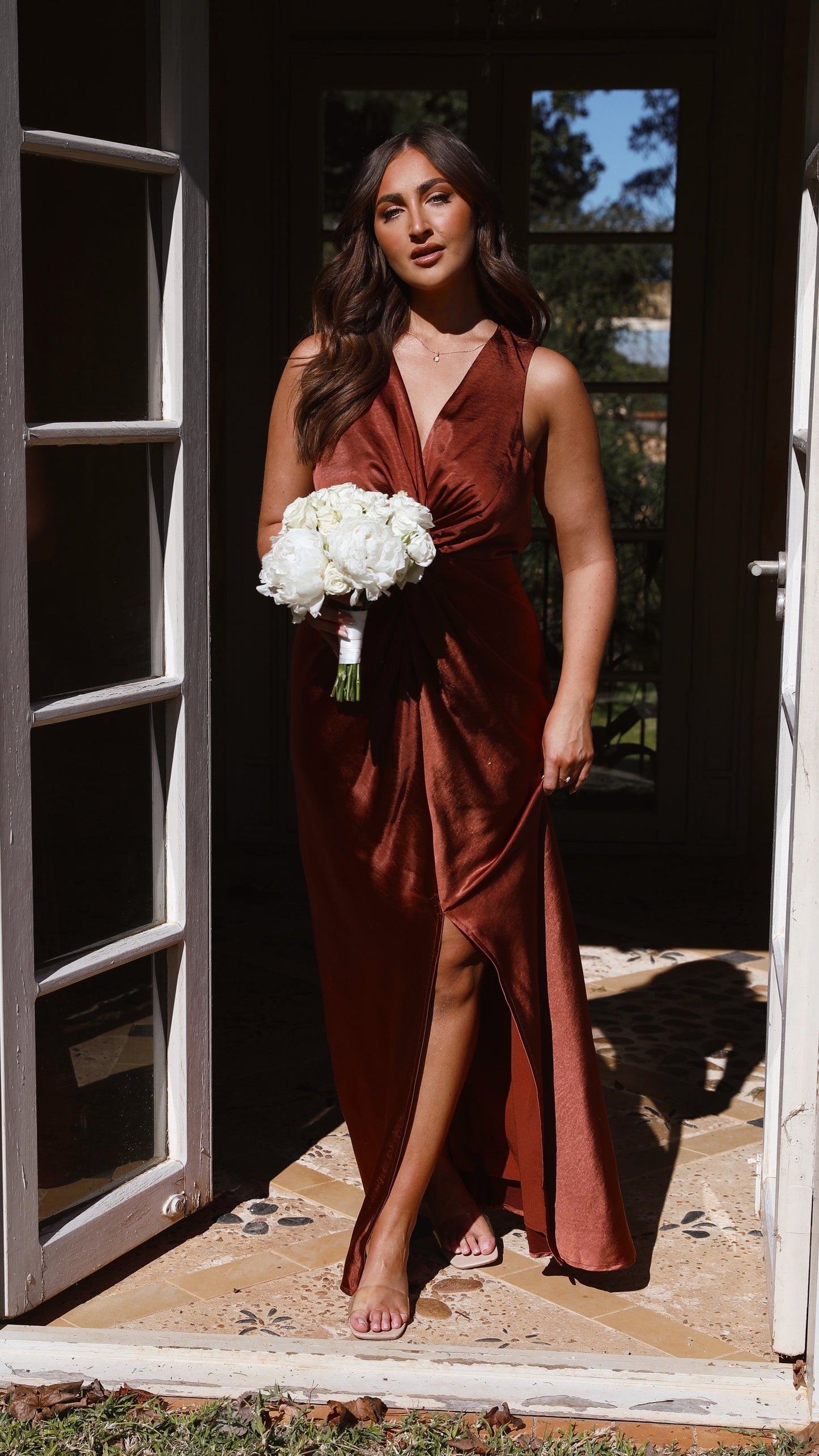 Lucia Rust Linen Maxi Dress Rust 5