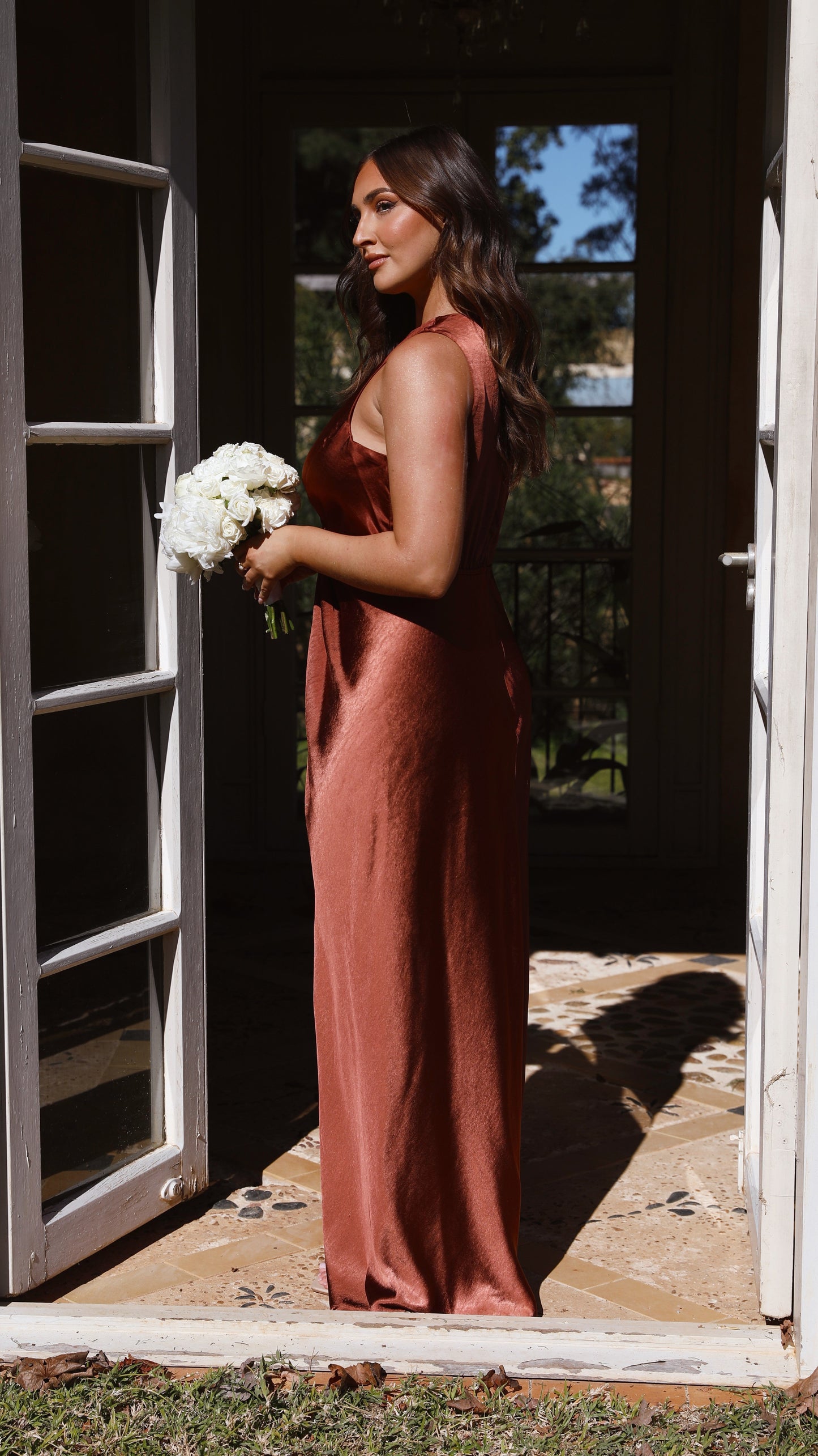 Lucia Rust Linen Maxi Dress Rust 8