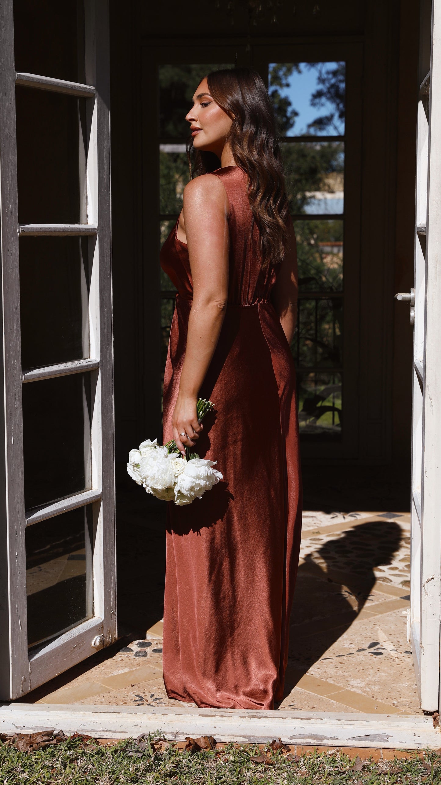 Lucia Rust Linen Maxi Dress Rust 10