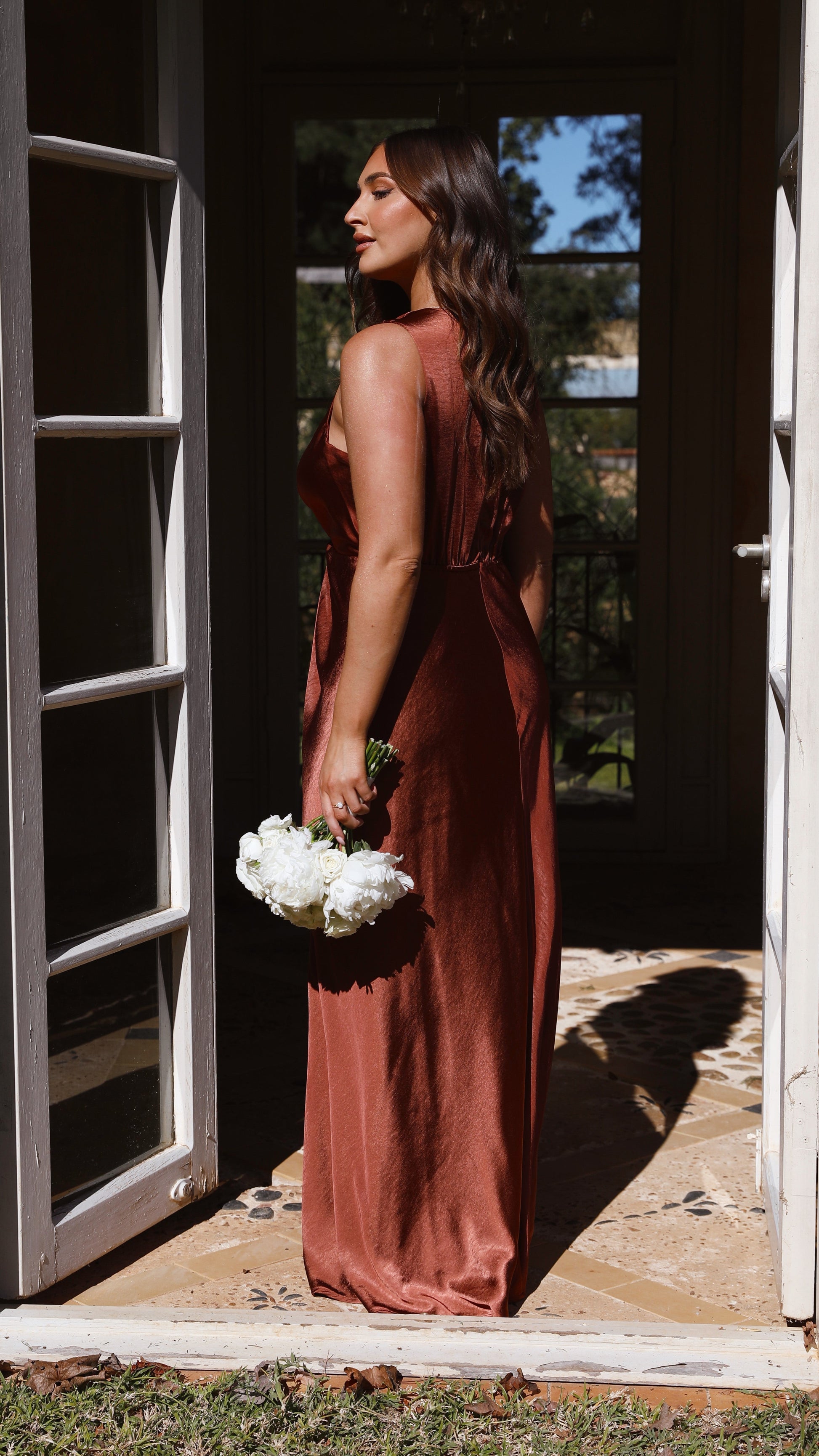 Lucia Rust Linen Maxi Dress Rust 10