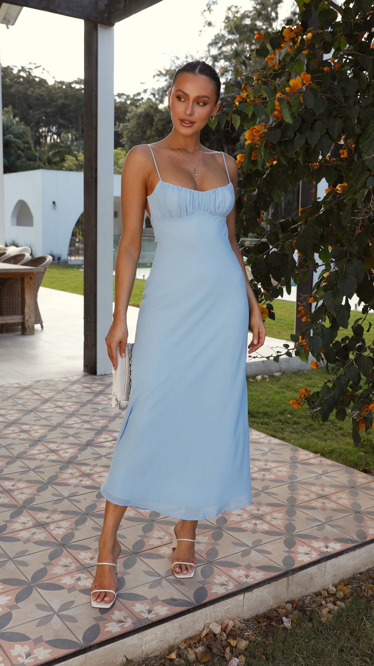Margie Satin Midi Dress Blue 10