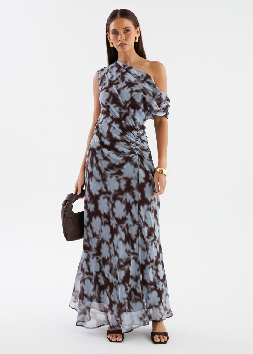 Flirtini One-Shoulder Maxi Dress Blue Leaf 1
