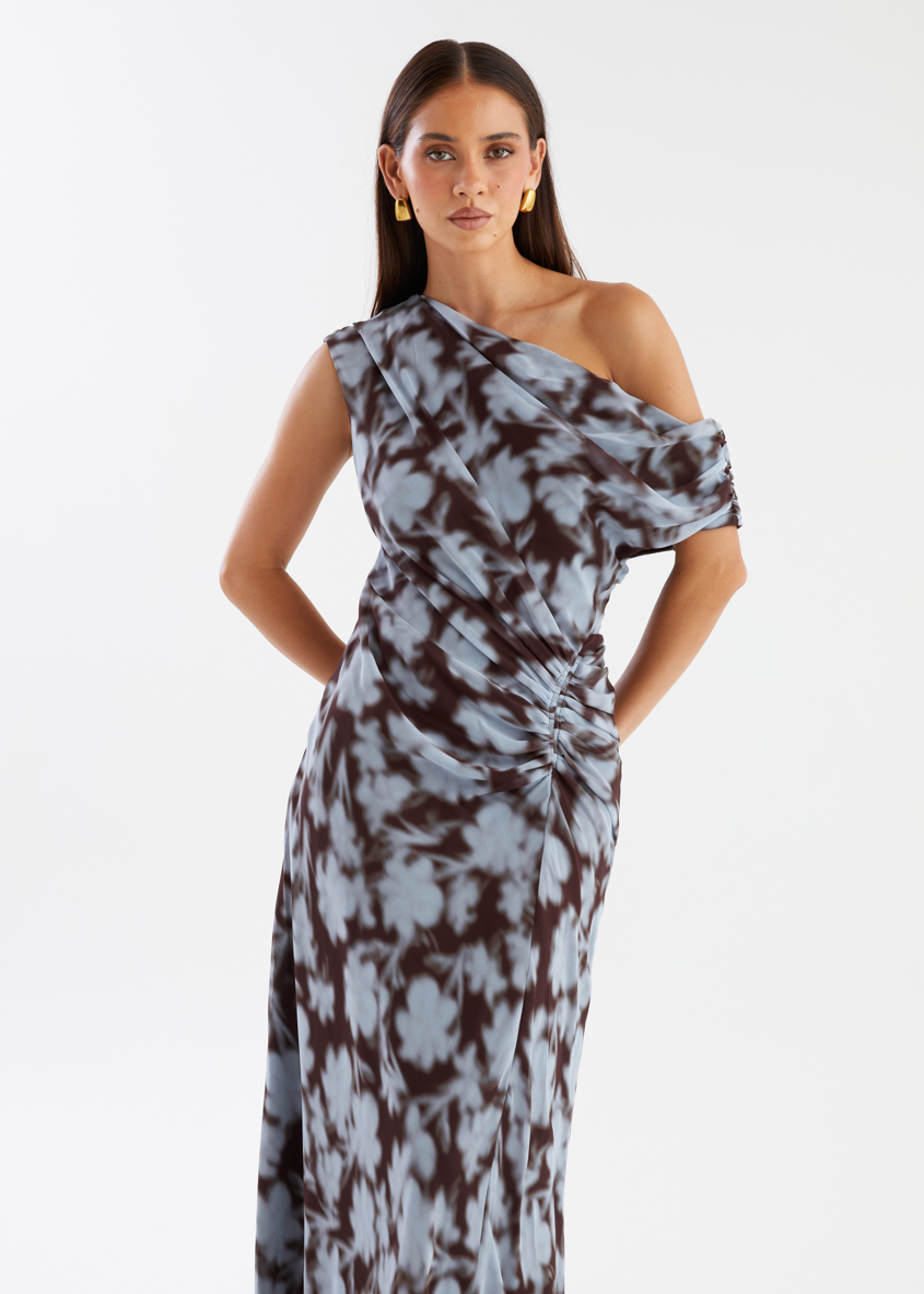 Flirtini One-Shoulder Maxi Dress Blue Leaf 4