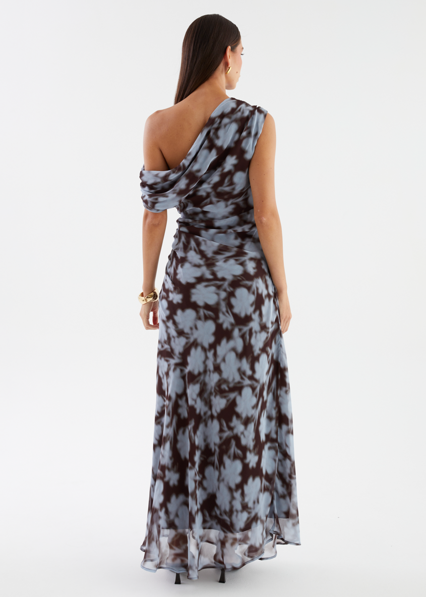 Flirtini One-Shoulder Maxi Dress Blue Leaf 8