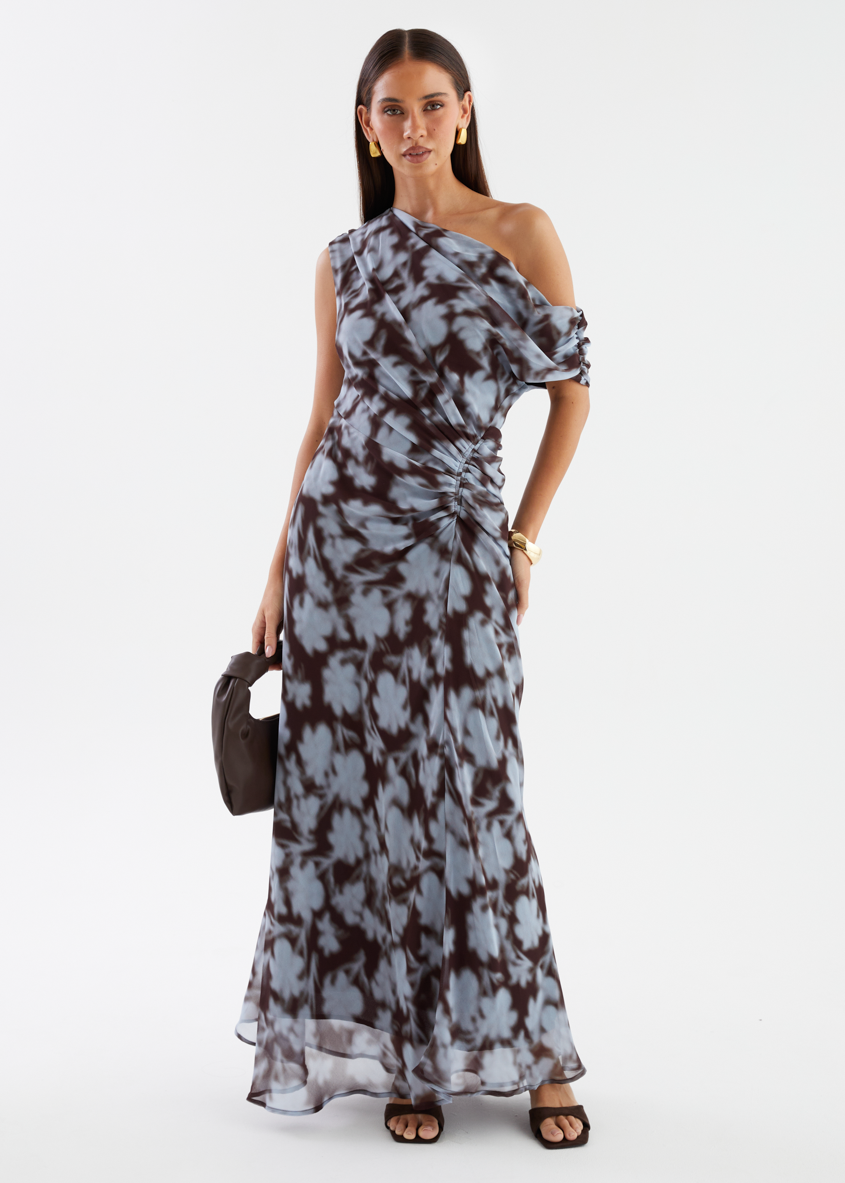 Flirtini One-Shoulder Maxi Dress Blue Leaf 3