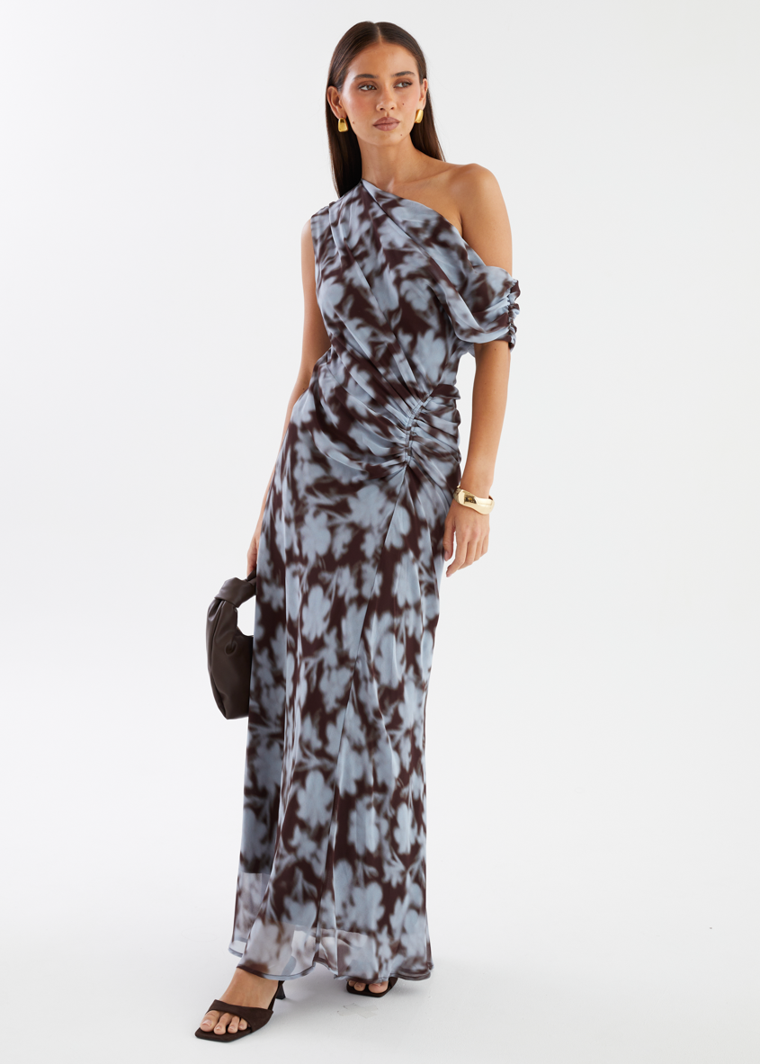Flirtini One-Shoulder Maxi Dress Blue Leaf 7