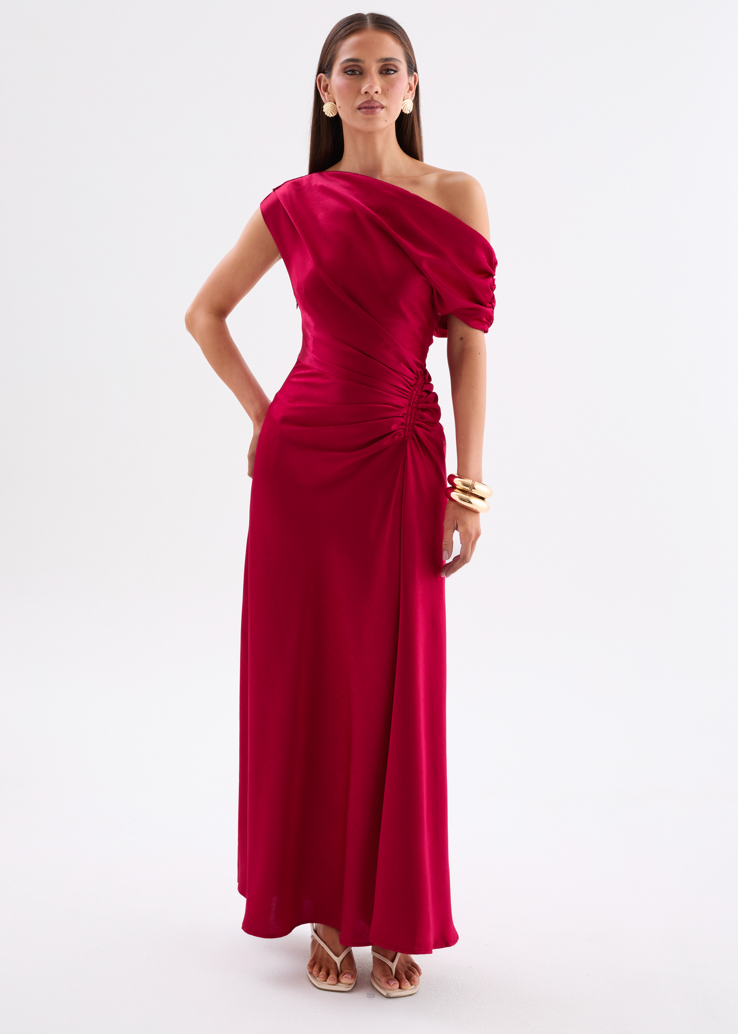 Flirtini One-Shoulder Maxi Dress Cherry Red 6