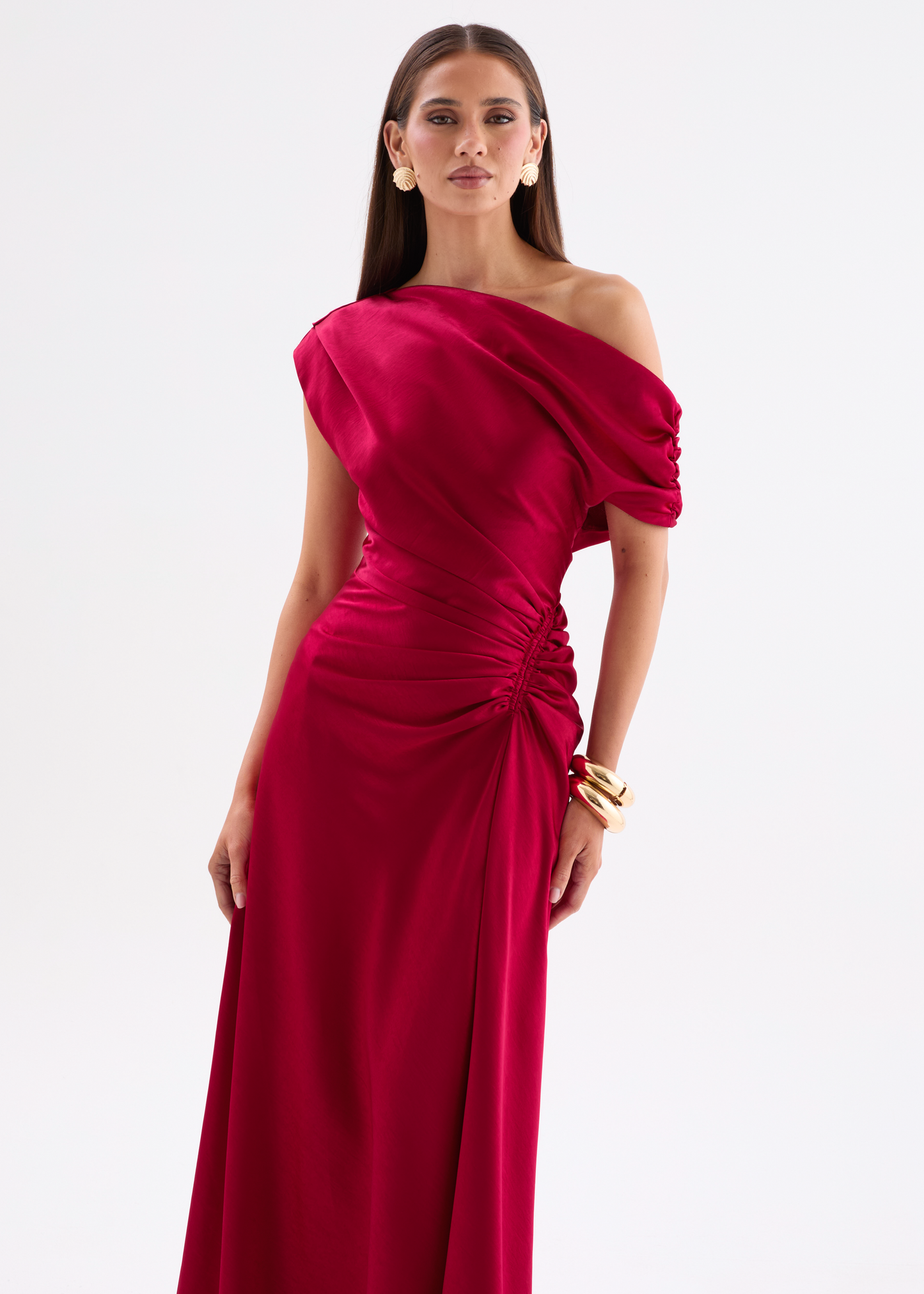 Flirtini One-Shoulder Maxi Dress Cherry Red 7