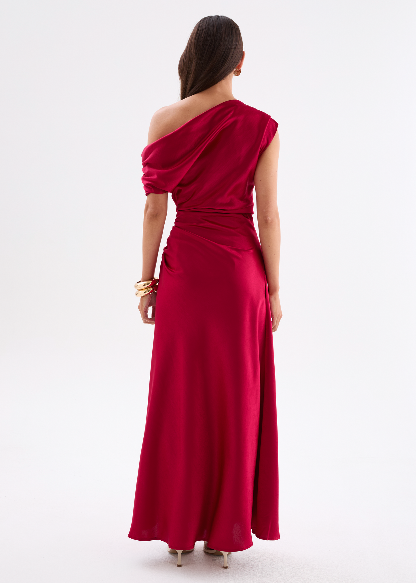 Flirtini One-Shoulder Maxi Dress Cherry Red 9