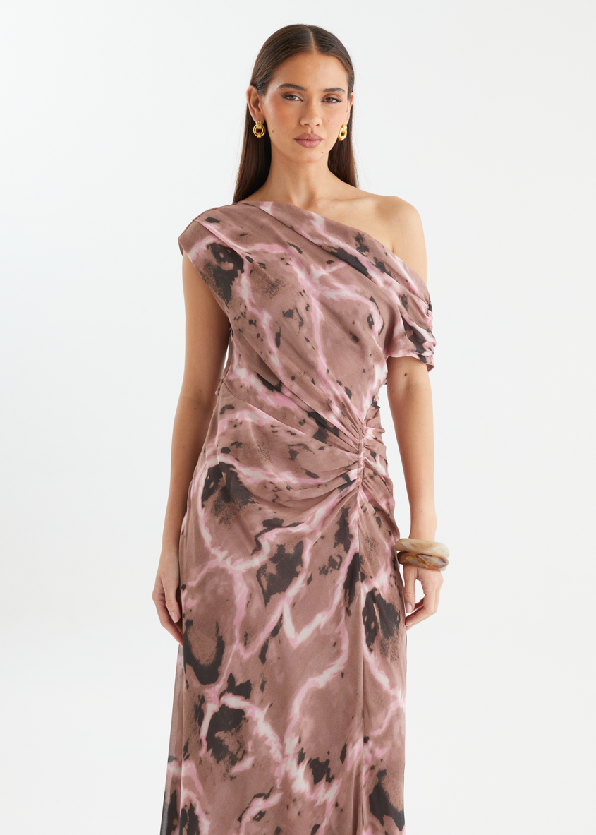 Flirtini One-Shoulder Maxi Dress Chocolate Swirl 3