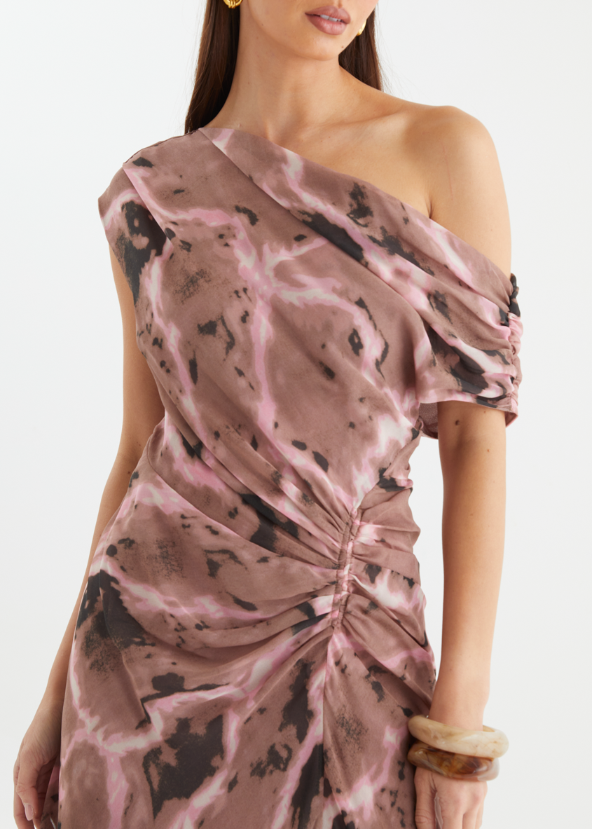 Flirtini One-Shoulder Maxi Dress Chocolate Swirl 8