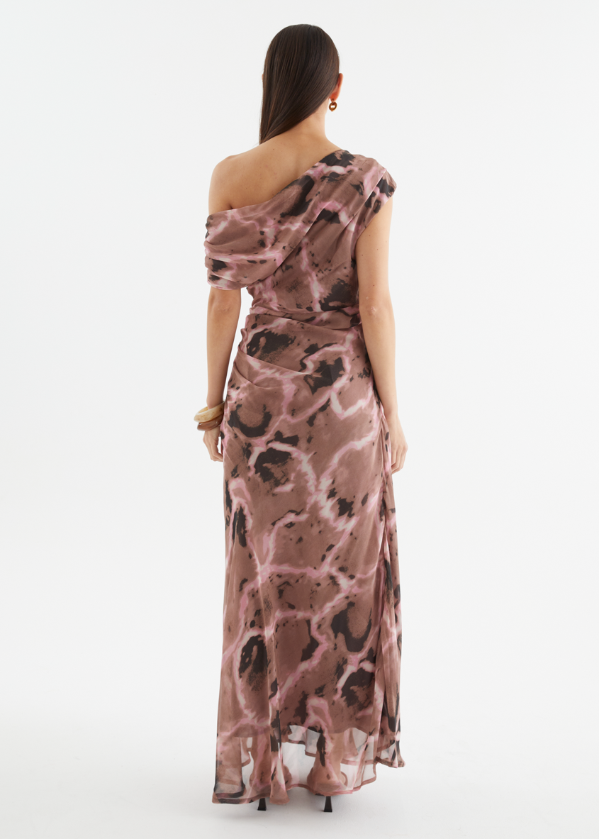 Flirtini One-Shoulder Maxi Dress Chocolate Swirl 7