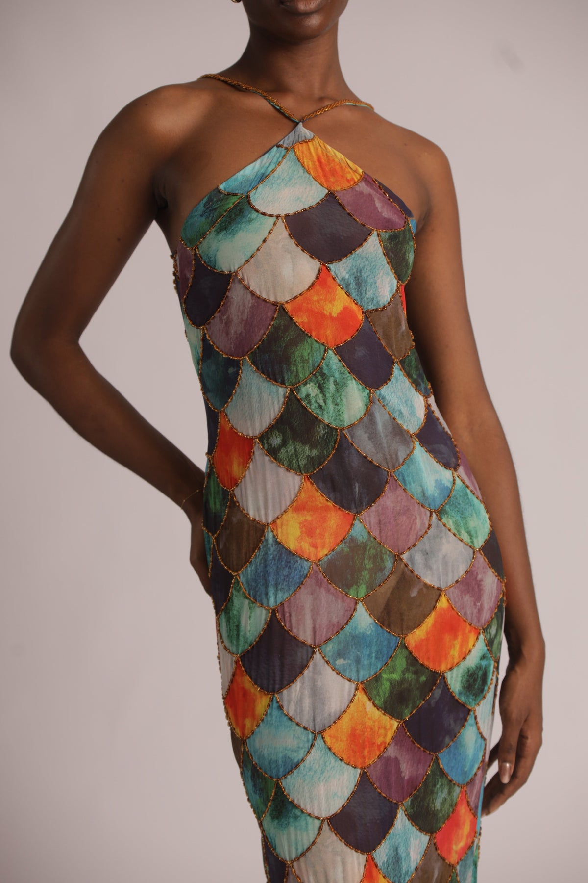 Ophelia Satin Midi Dress Multi 1