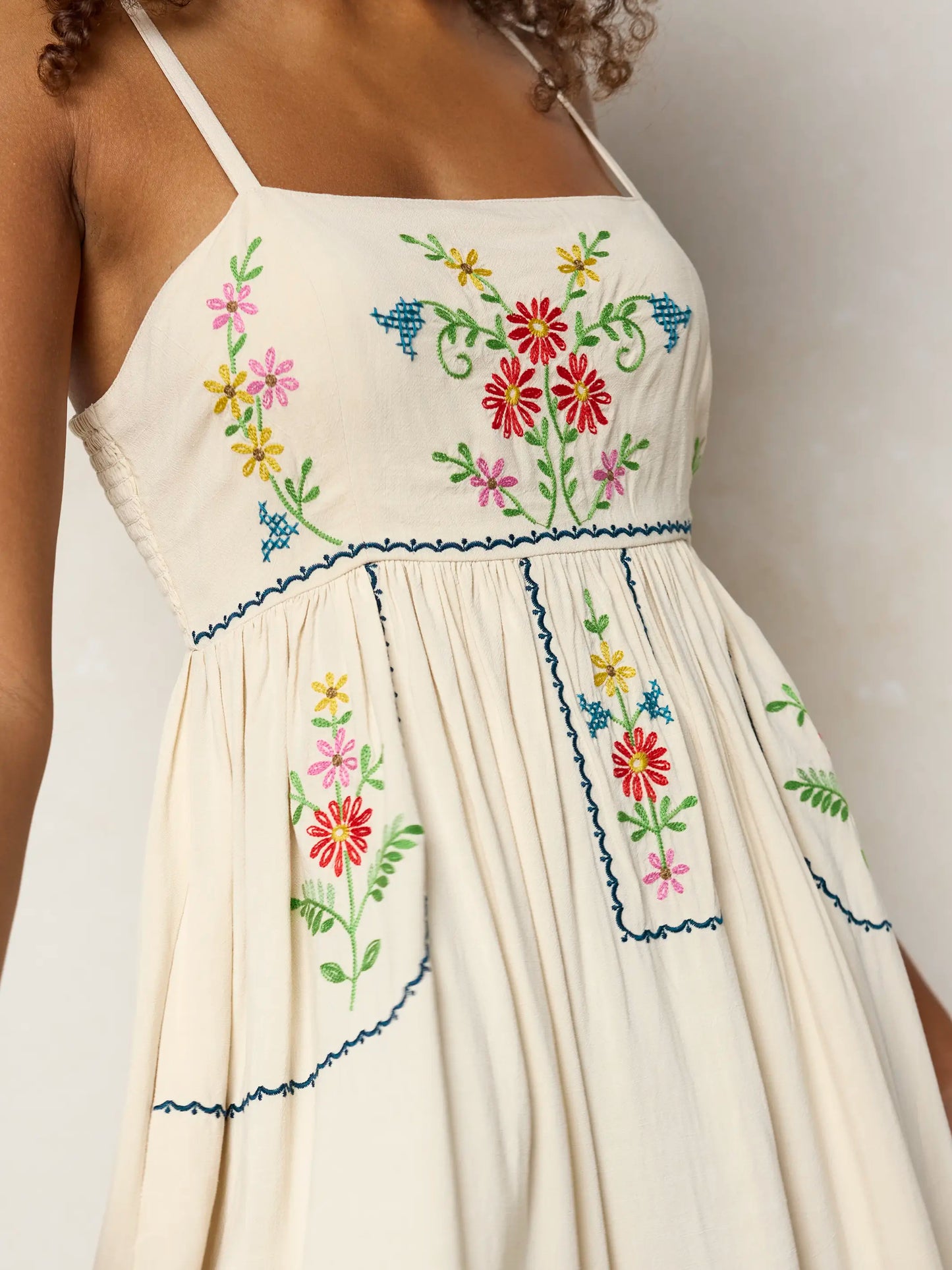 Bailey Embroidered Mini Dress Oatmeal 4