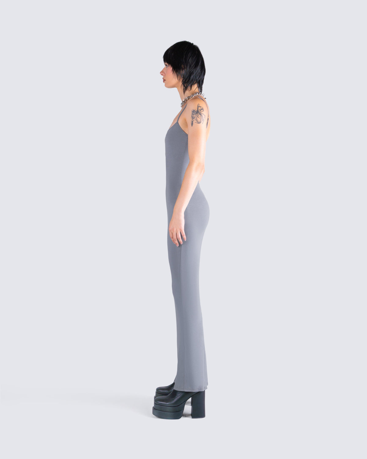 Margot Satin Bodycon Maxi Dress Grey 6