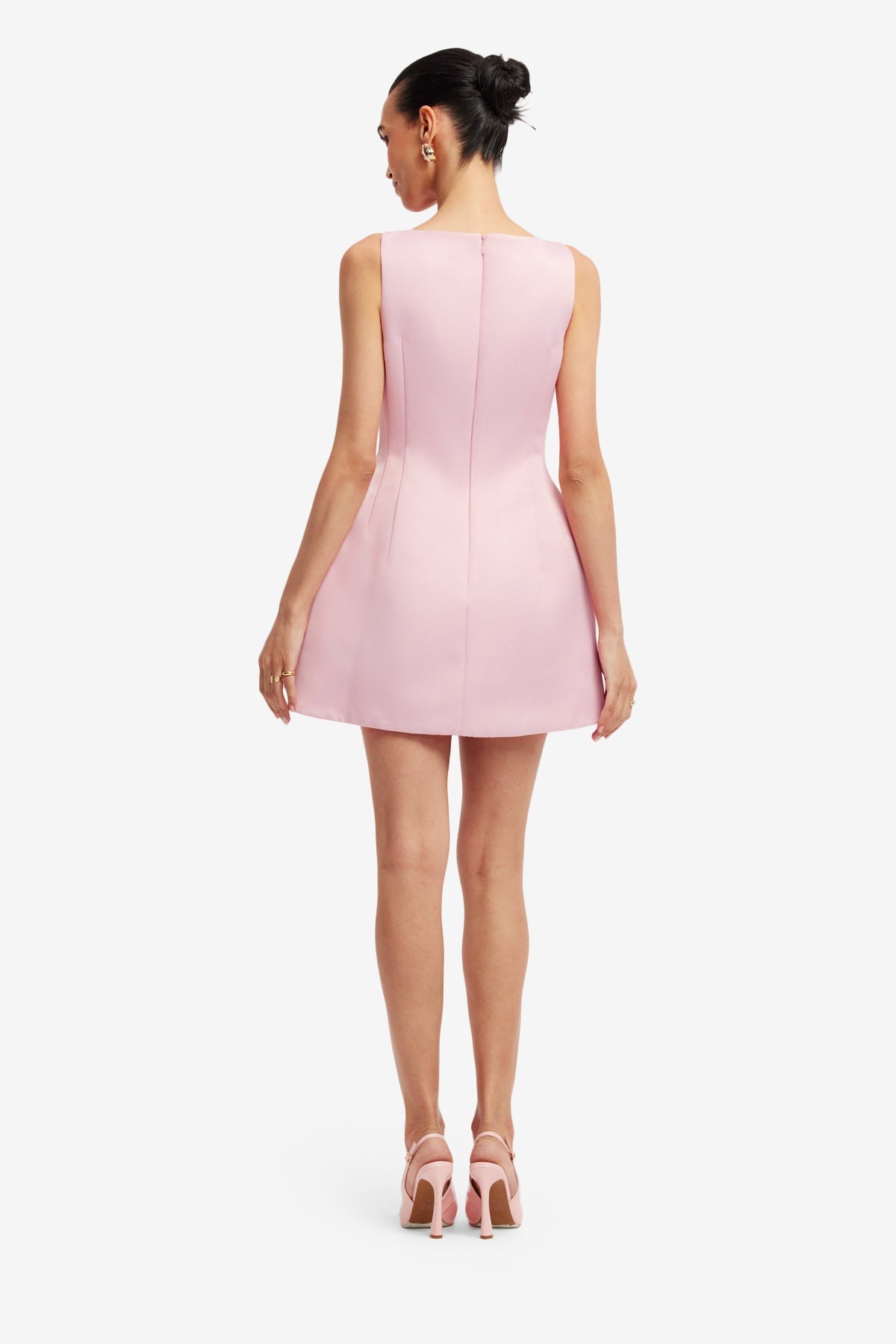 Alice Embroidered Mini Dress in Pastel Pink Bouquet Print in Pastel Pink 5