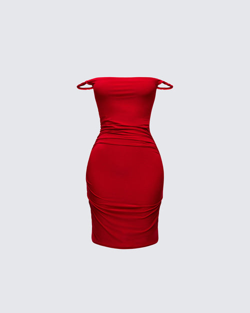 Valentina Off-Shoulder Ruched Mini Dress 1