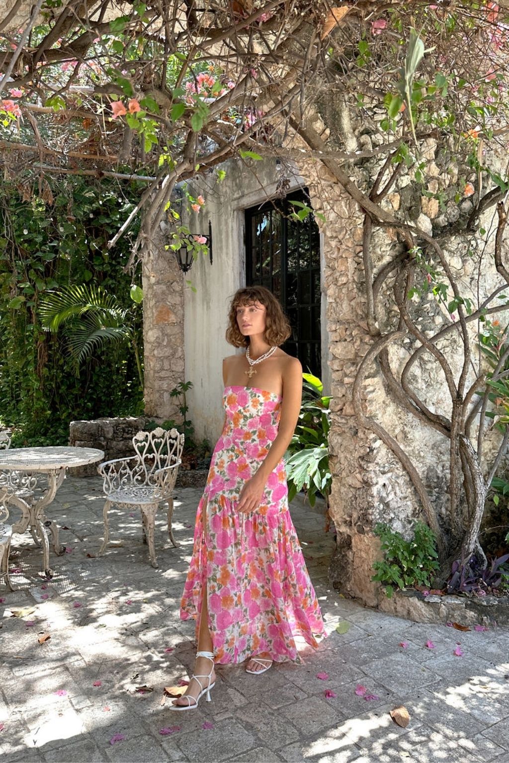 Wilhelmina Strapless Floral Maxi Dress Blush 6