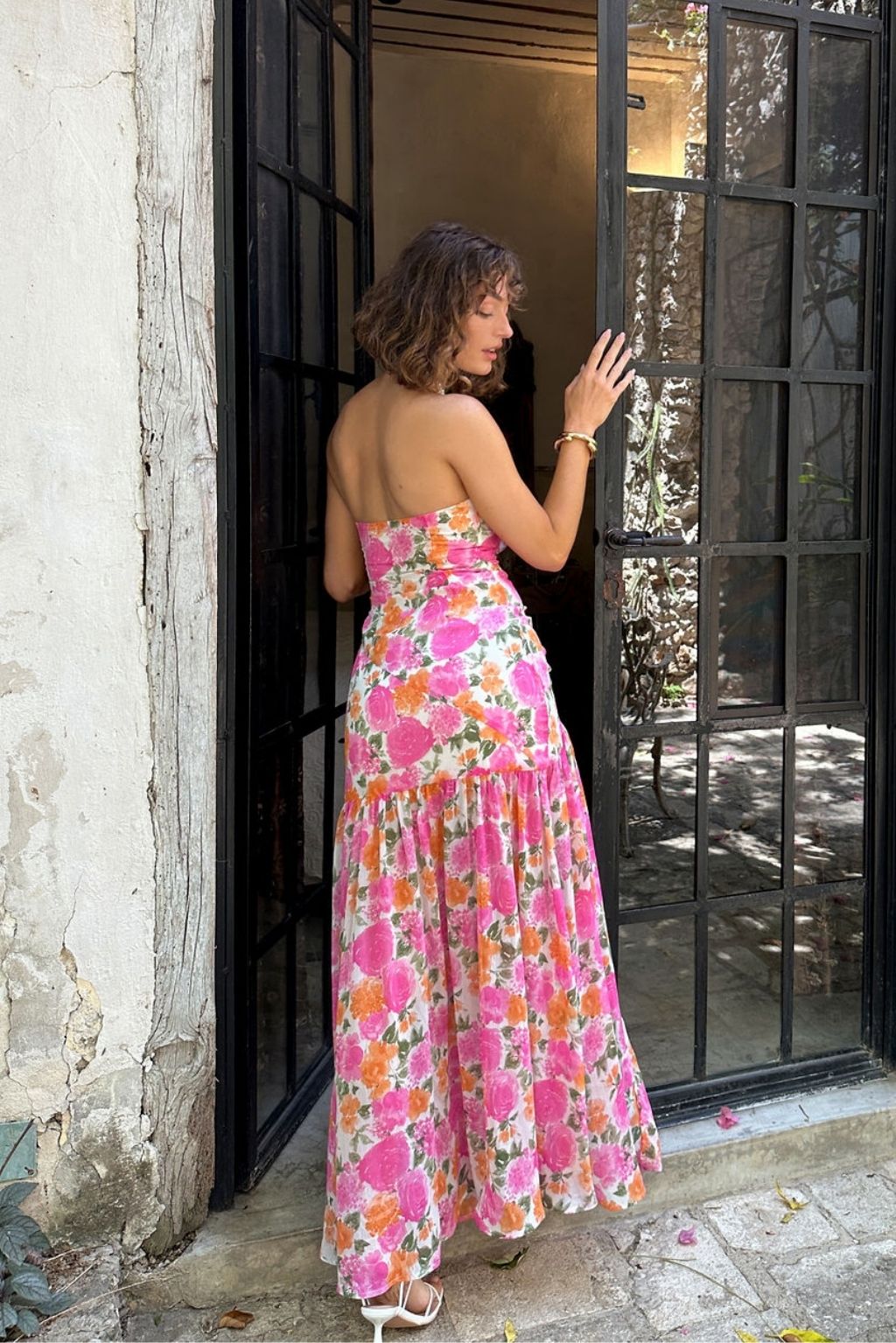 Wilhelmina Strapless Floral Maxi Dress Blush 2
