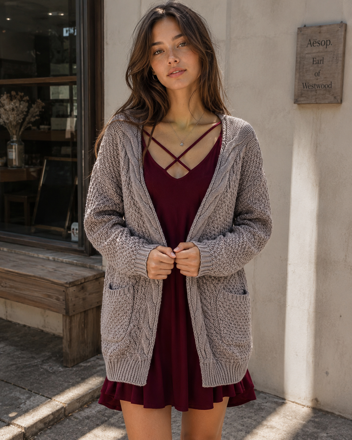 Margot Open-Front Cable Knit Cardigan CREAM 1