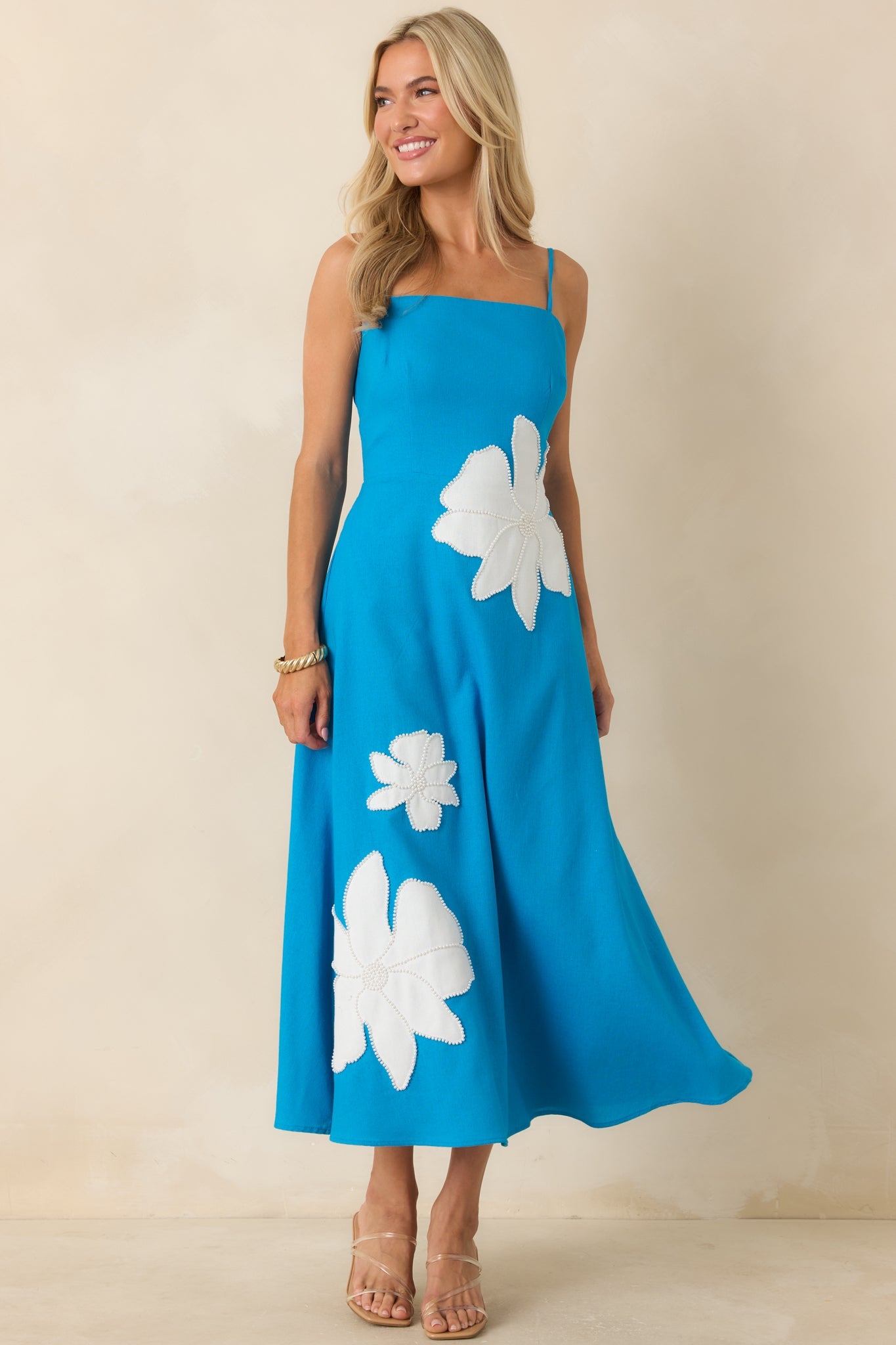 Isla Floral Midi Dress in Blossom Blue Blue 6