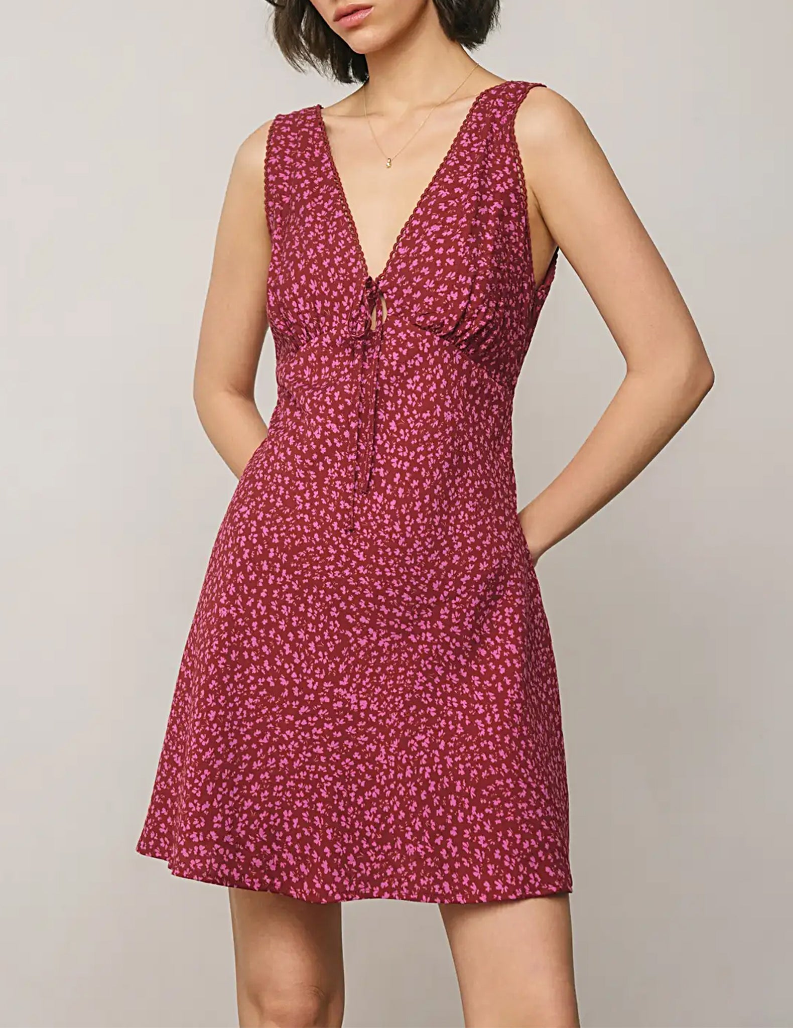 Lottie Plunging Wildflower Mini Dress 1