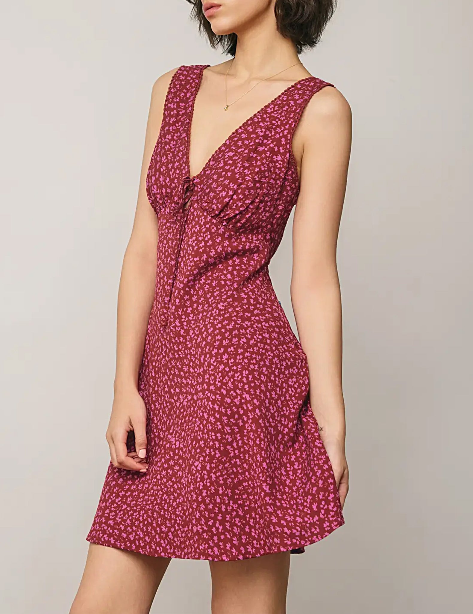 Lottie Plunging Wildflower Mini Dress 2
