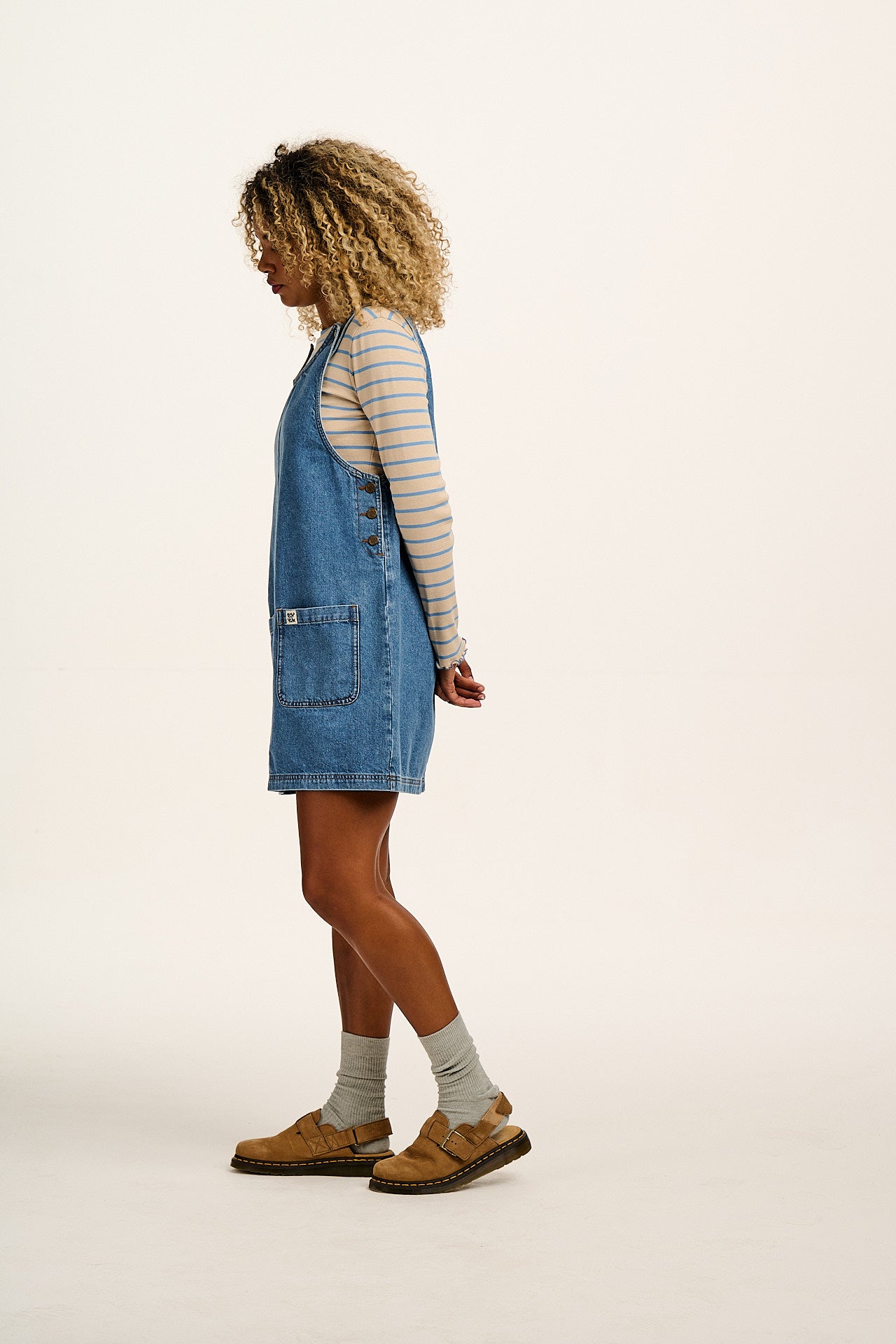 Layla Denim Mini Dress Mid Wash Blue Denim 3