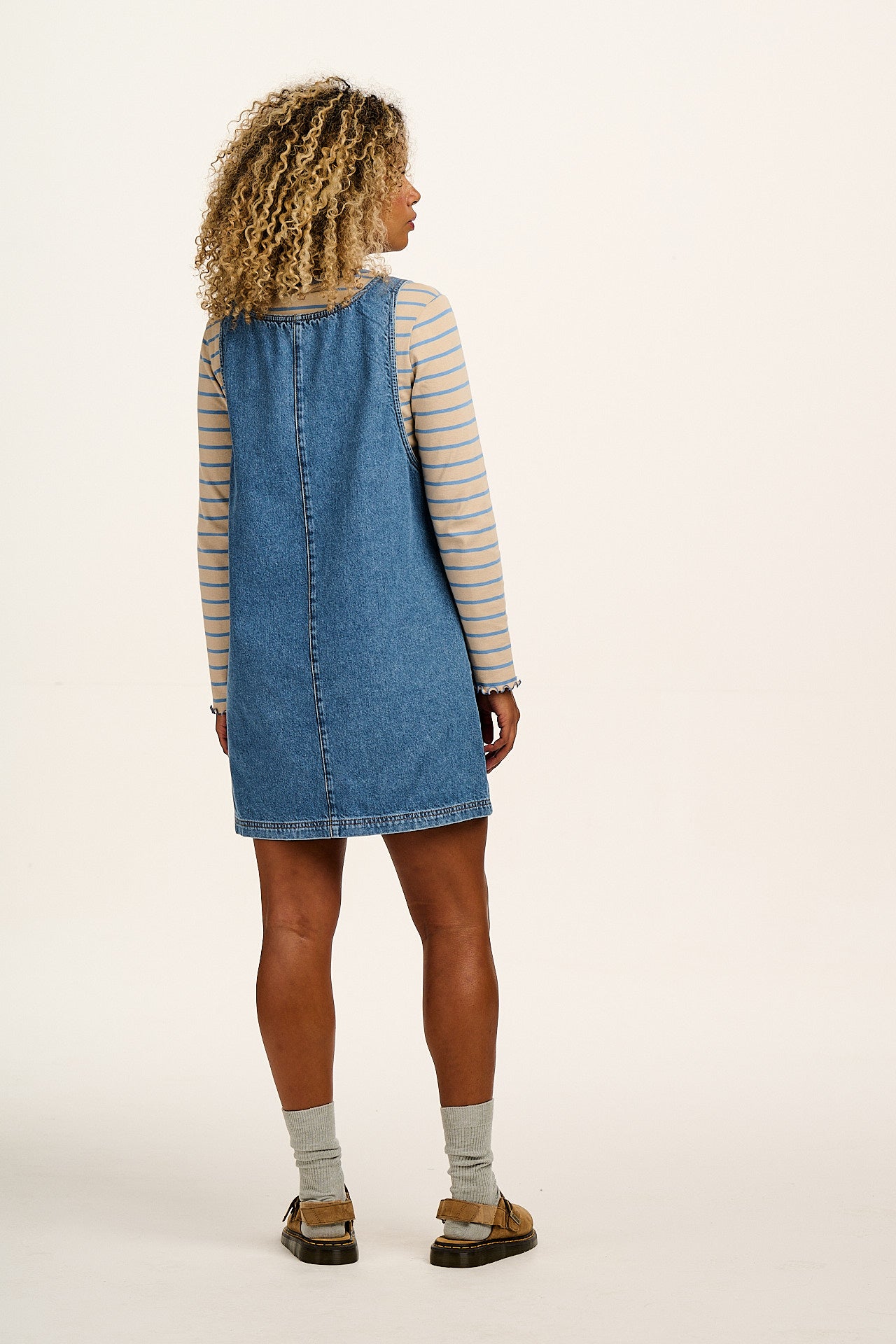 Layla Denim Mini Dress Vintage Stripe & Floral 7