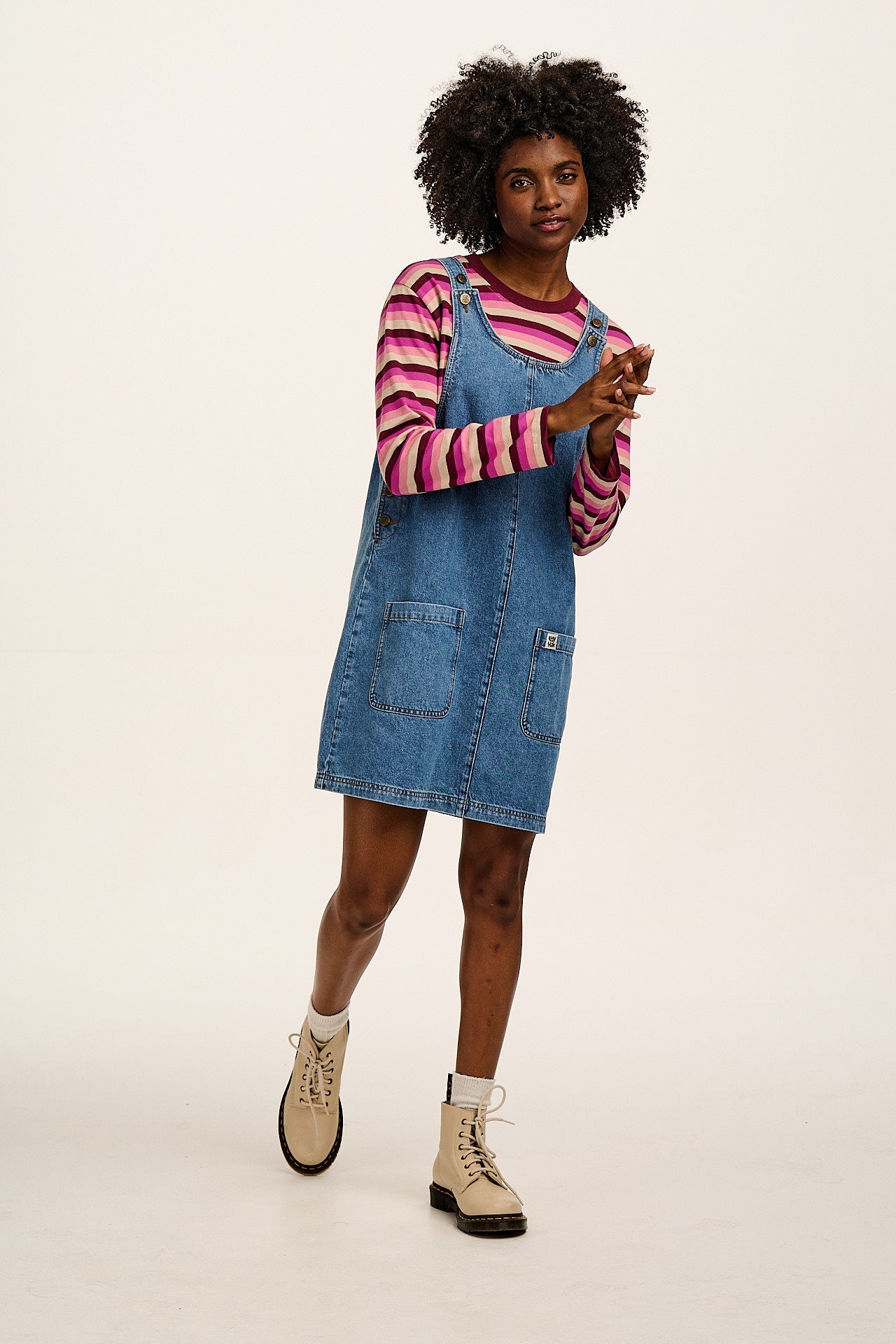 Layla Denim Mini Dress Vintage Stripe & Floral 8