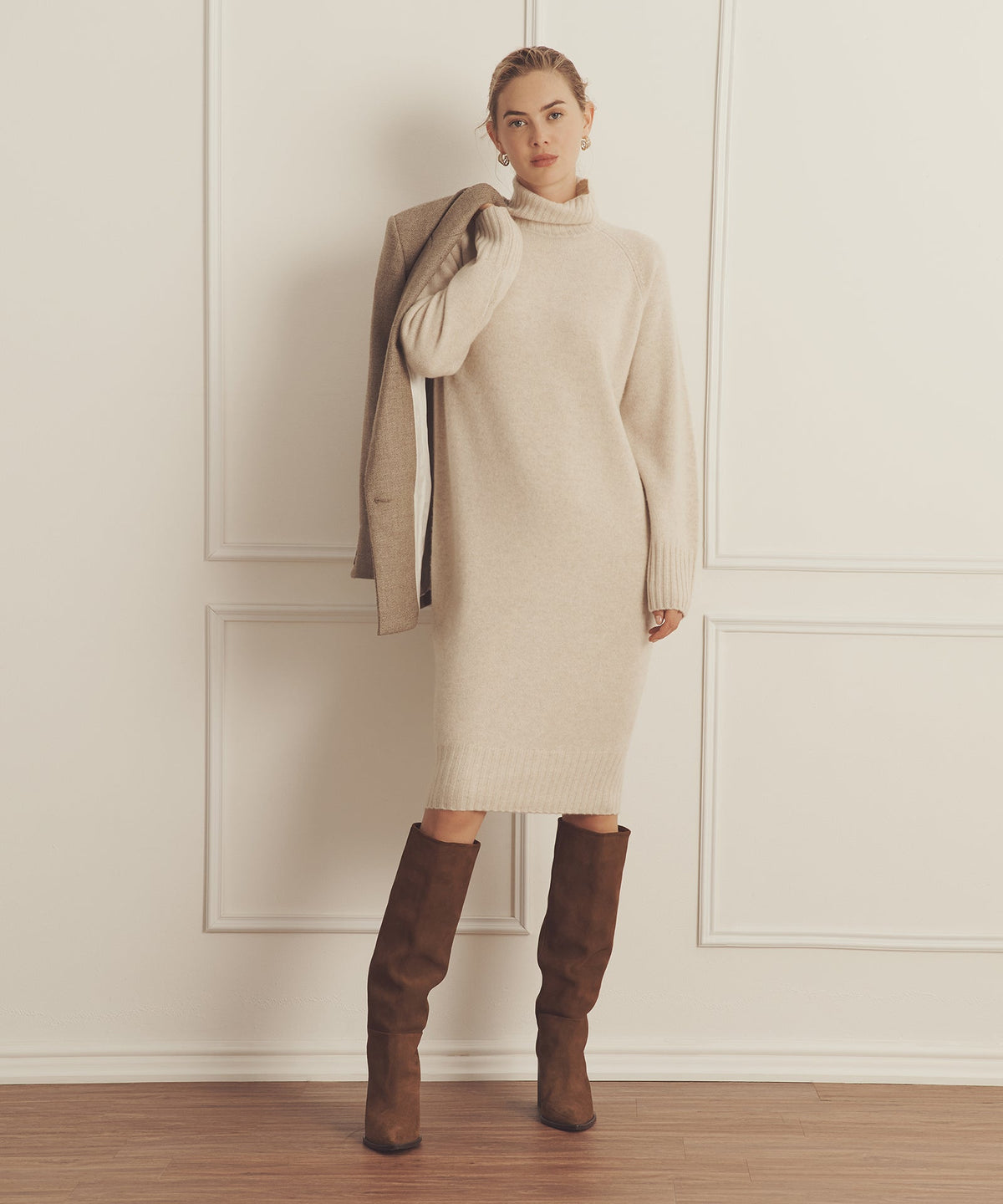 Margot Cashmere Turtleneck Dress Granite 2