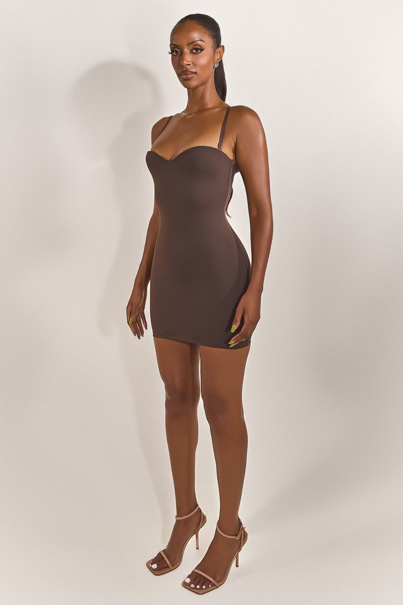 Evangeline Sculpted Mini Dress in Blush Brown 10