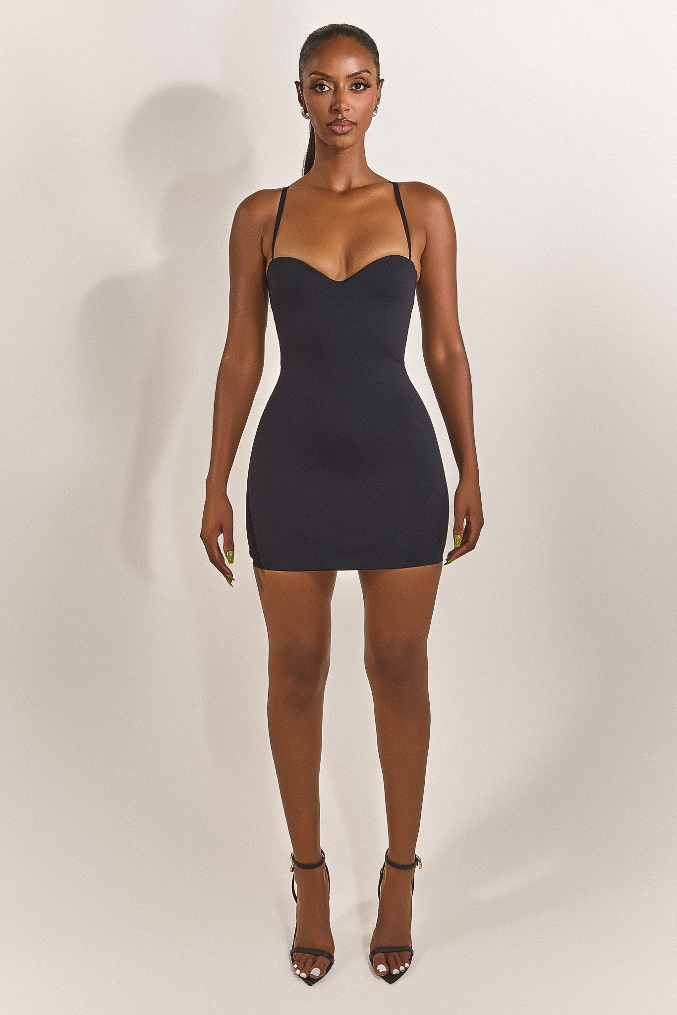 Evangeline Sculpted Mini Dress in Blush Black 9